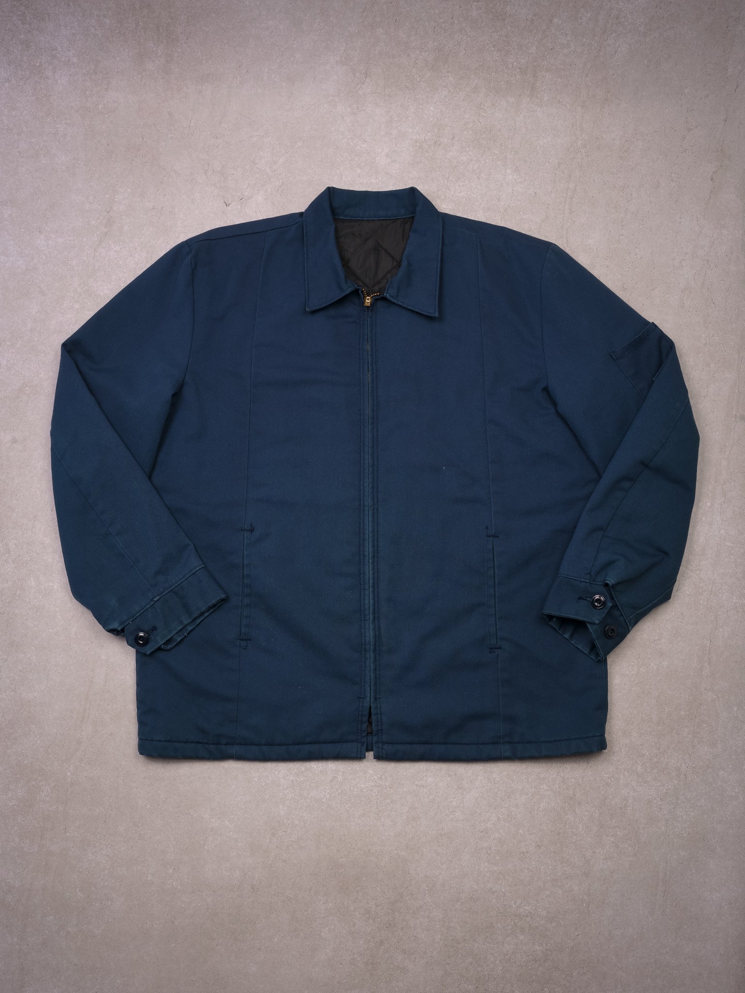 Vintage 70s Blank Navy Blue Workwear Jacket (L)