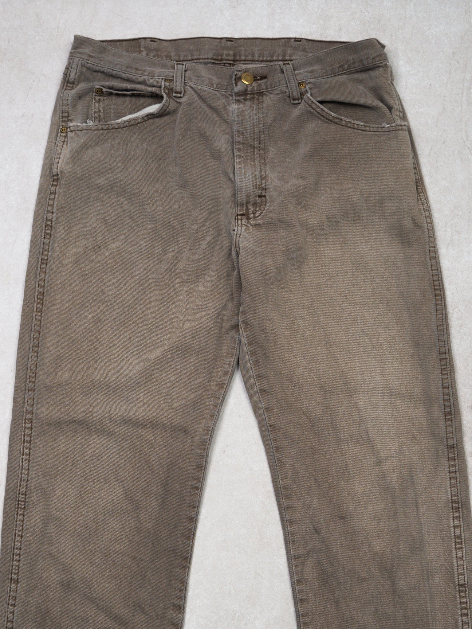Vintage Washed Light Brown Wrangler Jeans (34 x 34)