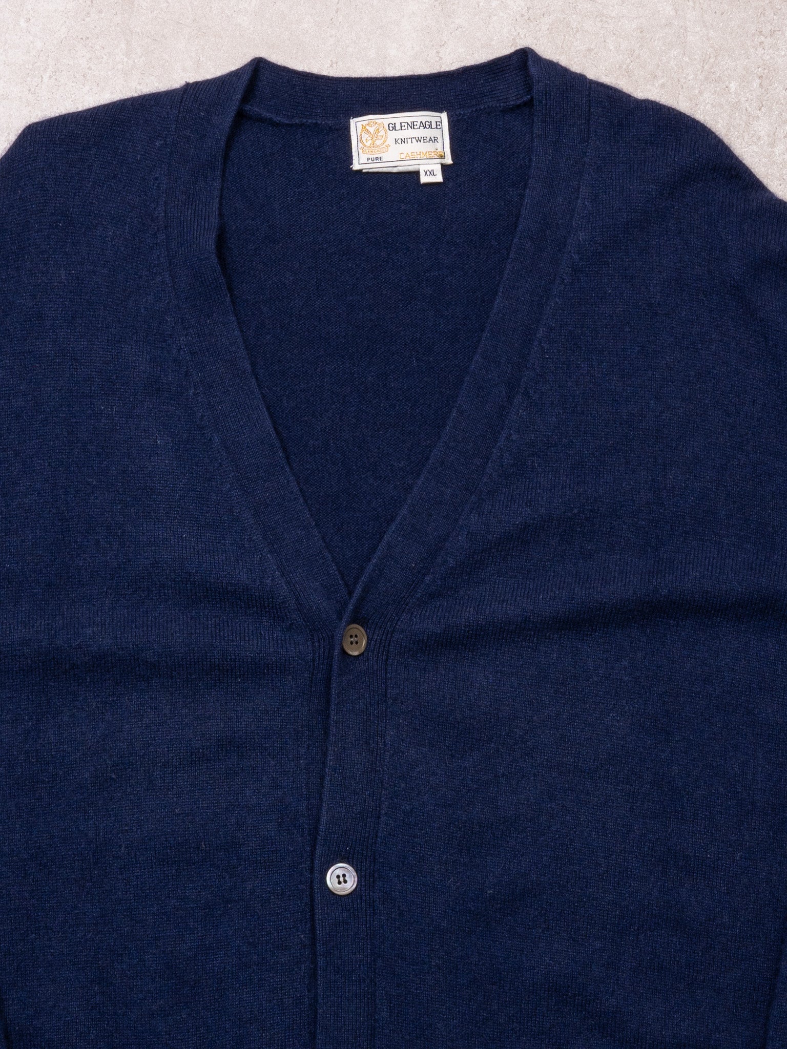 Vintage Navy Blue Glenagle Cashmere Cardigan (XL/XXL)