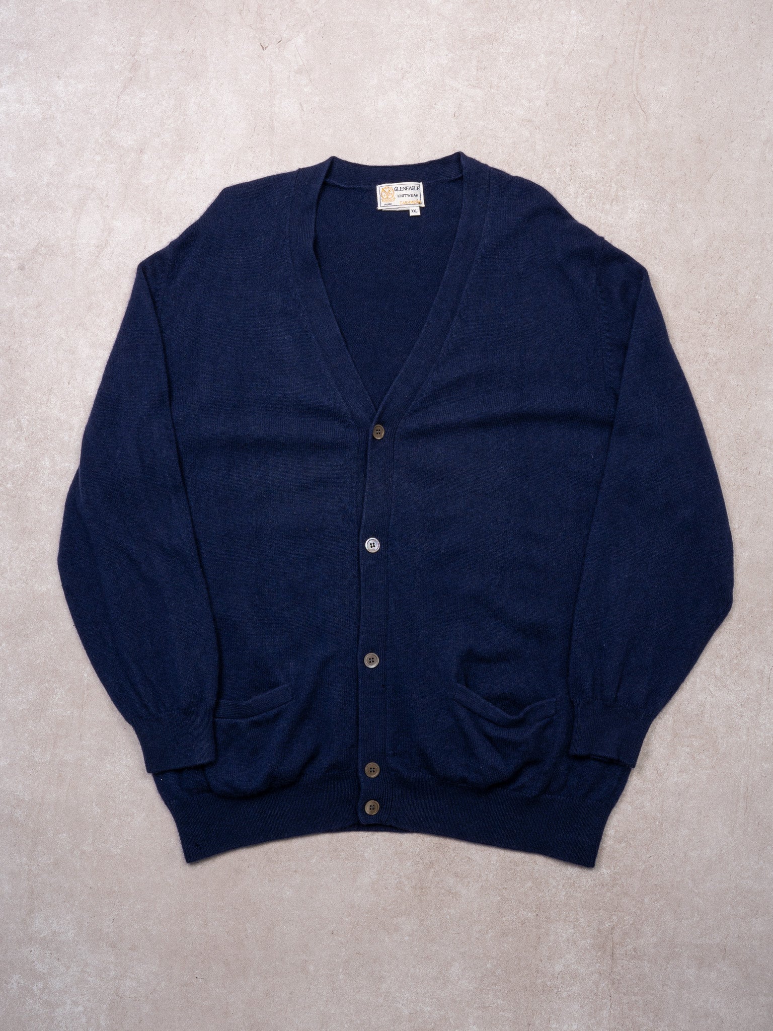 Vintage Navy Blue Glenagle Cashmere Cardigan (XL/XXL)