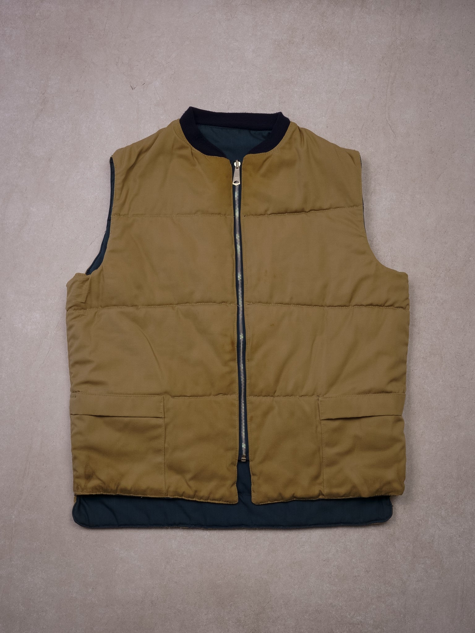 Vintage 80s Navy Blue/Beige Reversible Vest (M)
