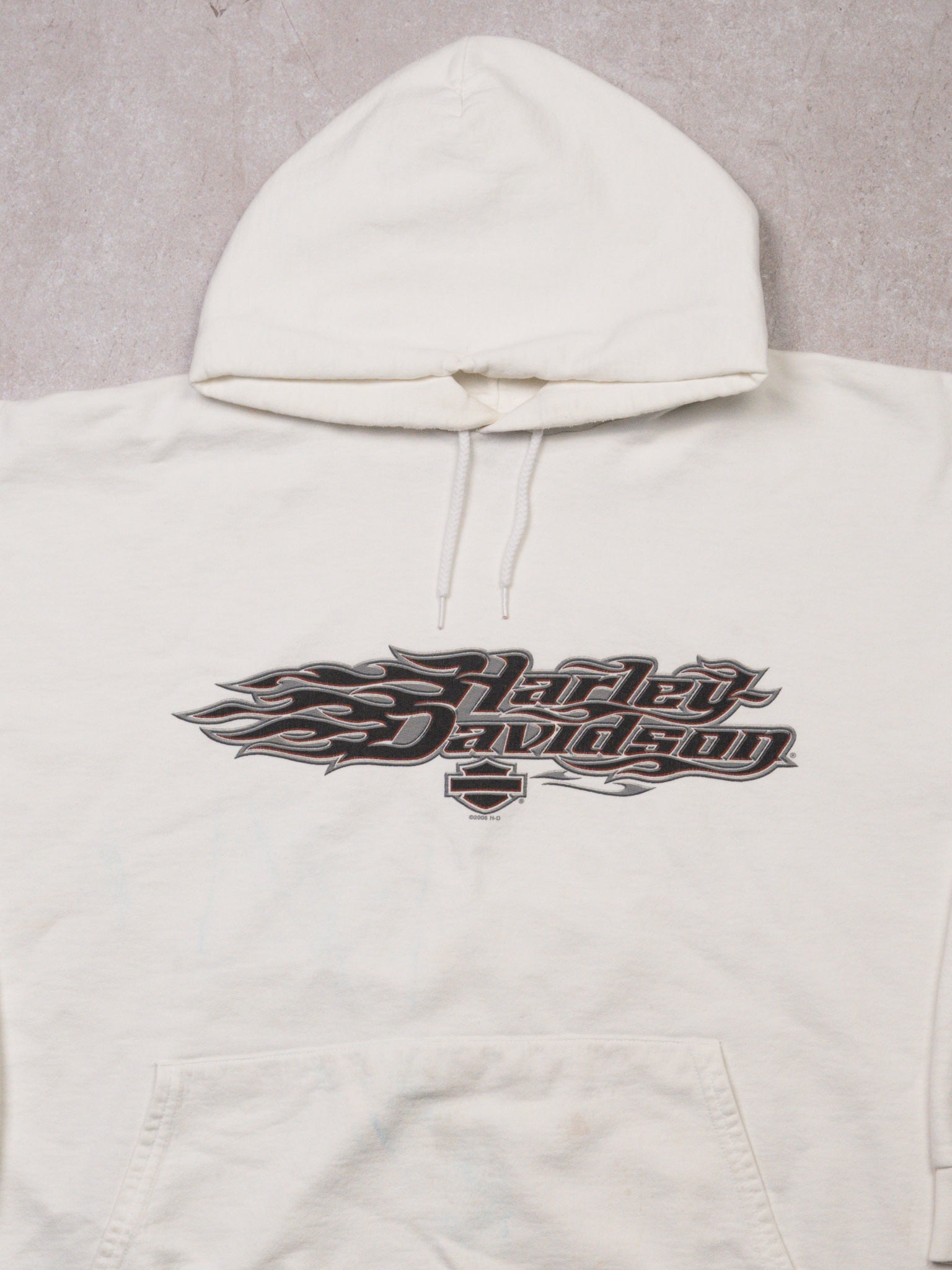 Vintage '06 Rugged White Harley Davidson Ocean City Hoodie (XXL)