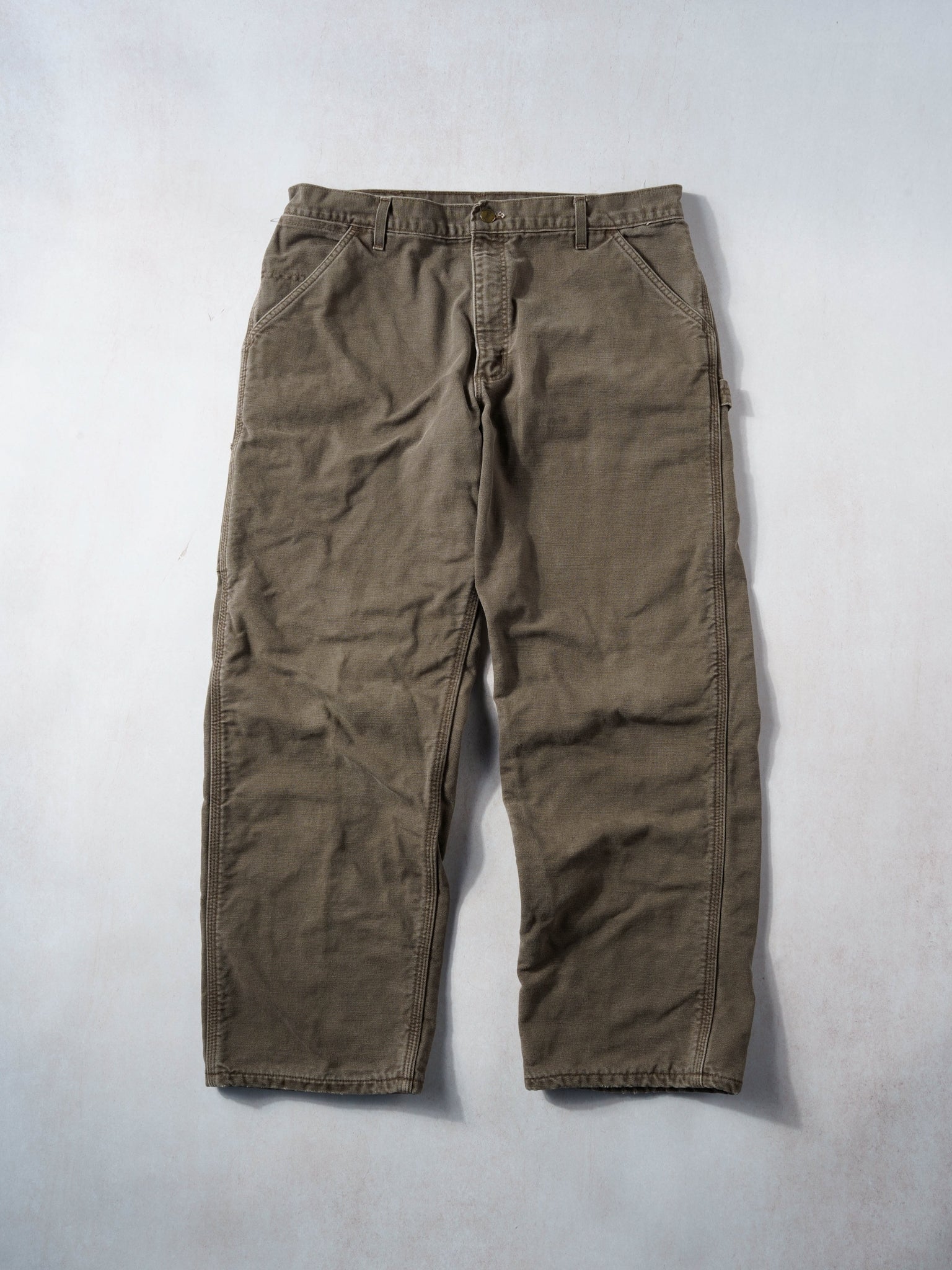 VIntage 90s Washed Brown Carhartt Lined Carpenter Pants (36x30)