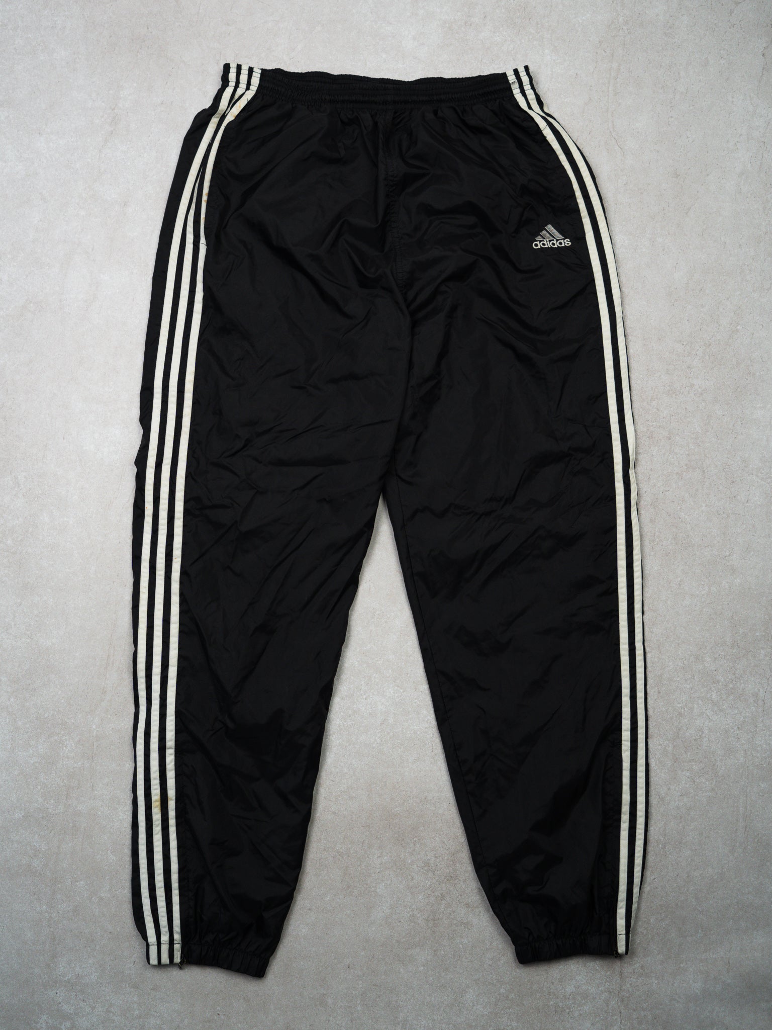Vintage Black + White Adidas Windbreaker Pants 3.0 (L)