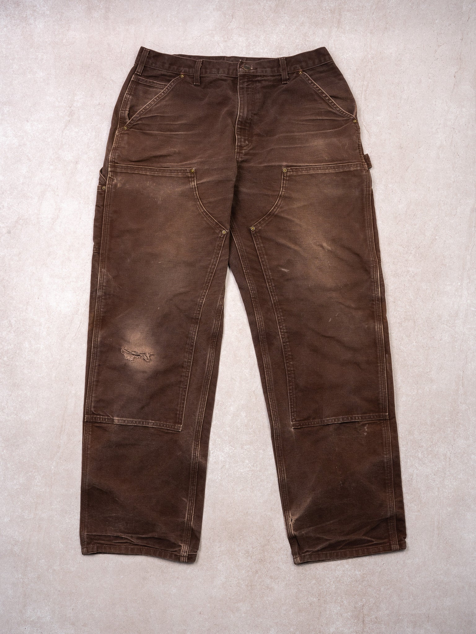 Vintage Rugged Brown Carhartt Double Knees Cargo Pants (34 x 32)
