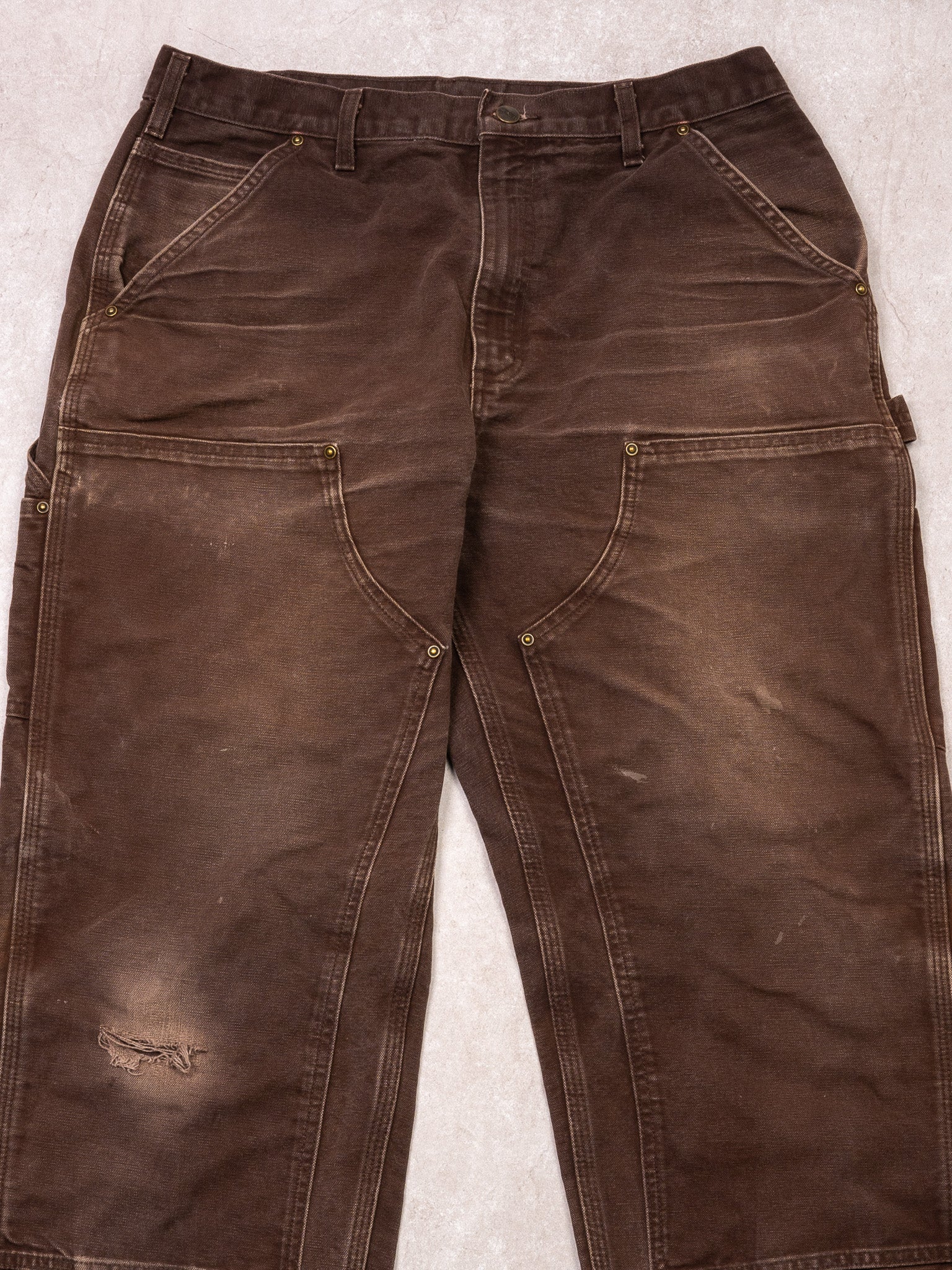 Vintage Rugged Brown Carhartt Double Knees Cargo Pants (34 x 32)