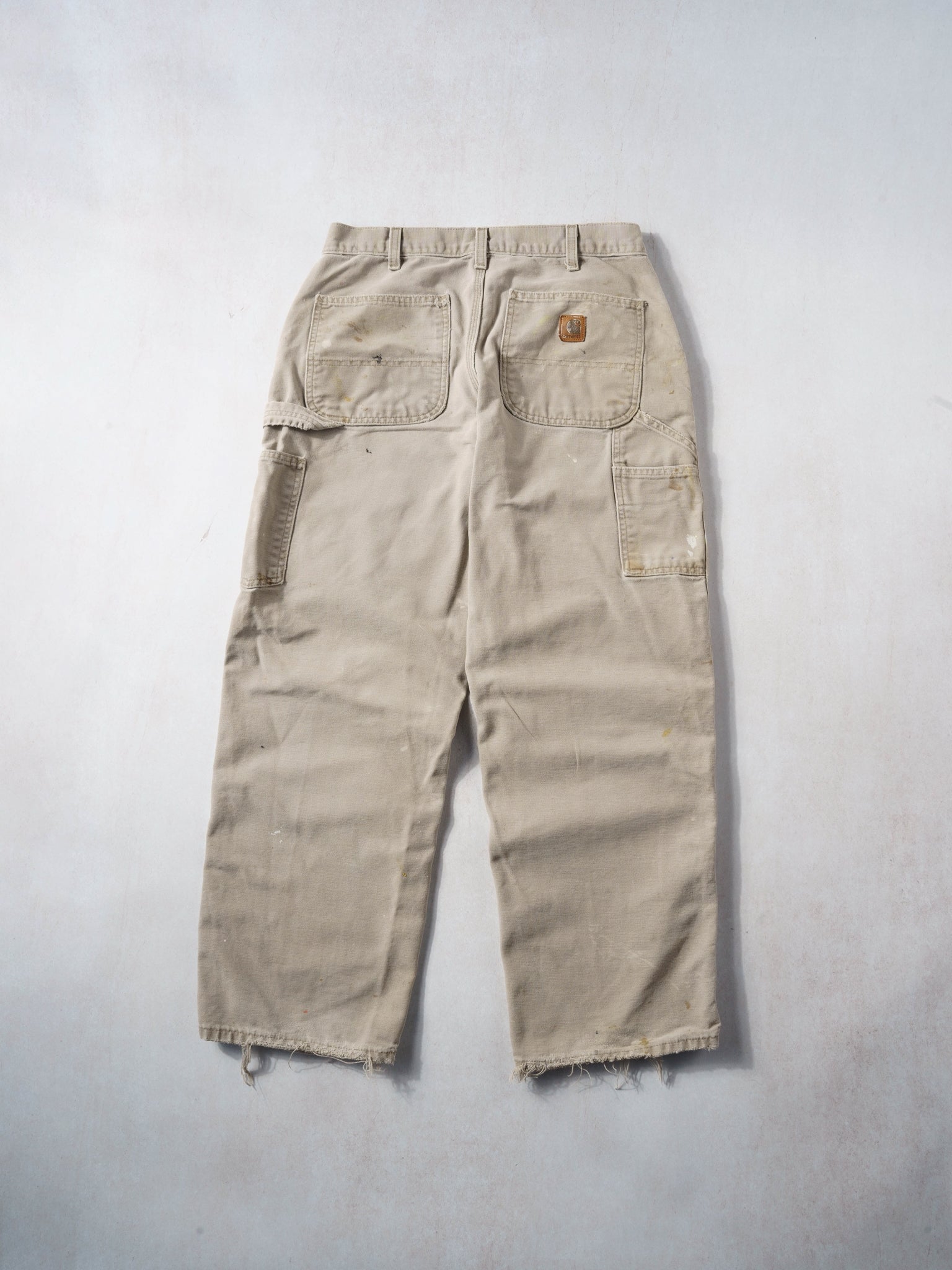 Vintage 90s Washed Beige Carhartt Paint Splatter Carpenter Pants (32x29)