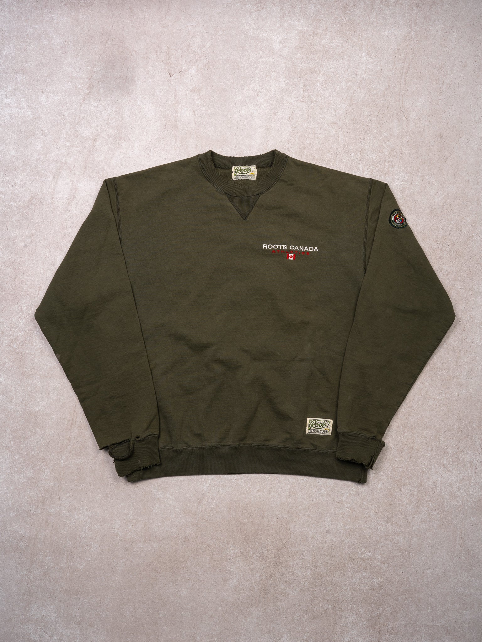 Vintage 90s Rugged Moss Green Roots Canada Crewneck (M)