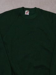 Vintage 90s Dark Green Jerzee Blank Crewneck (M)