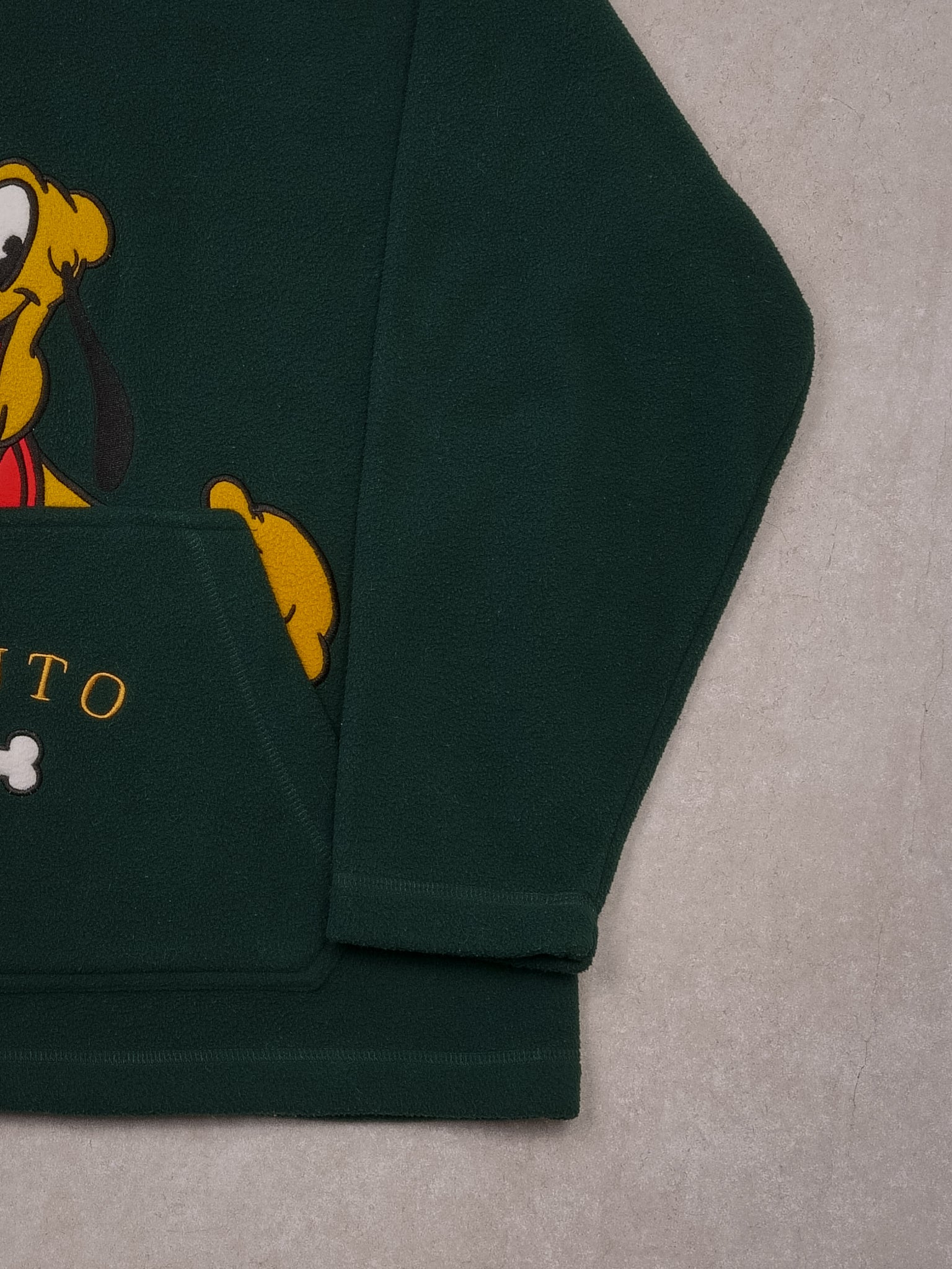 Vintage 90s Pine Green Pluto Disney Fleece Hoodie (L)