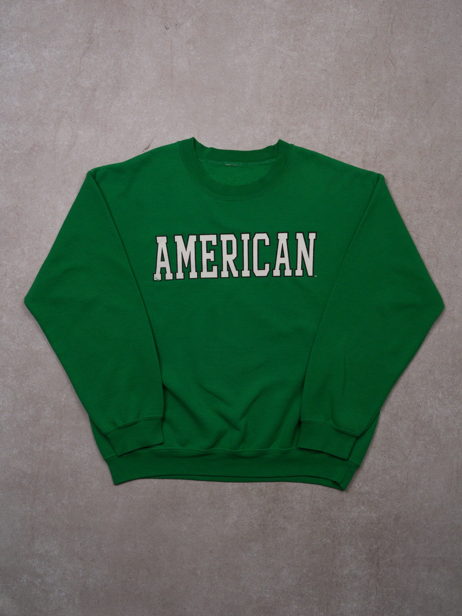 Vintage 90s Lime Green 'American' Crewneck (L)
