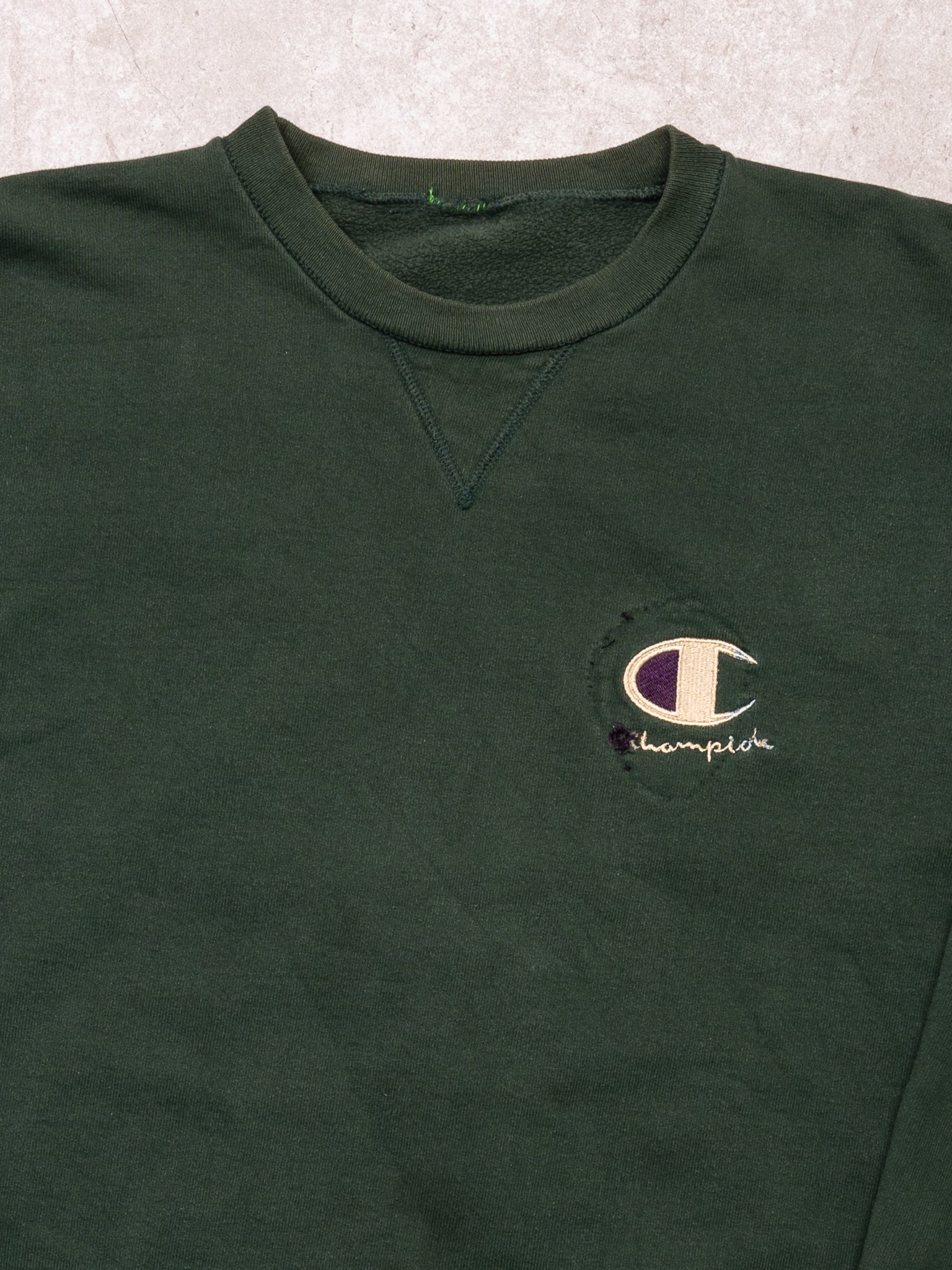 Vintage Rugged Green + Beige Champion Crewneck (XL)