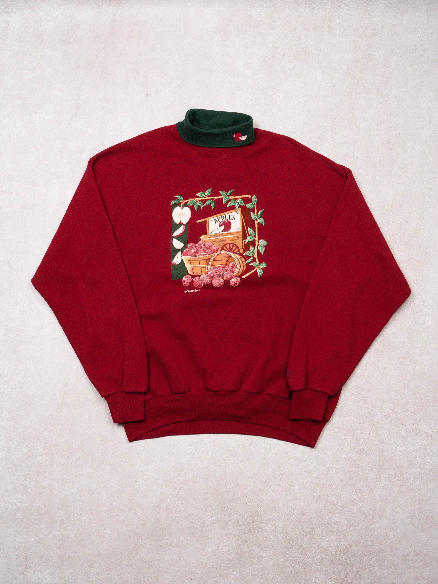 Vintage 90s Red + Green Apple Farm Crewneck