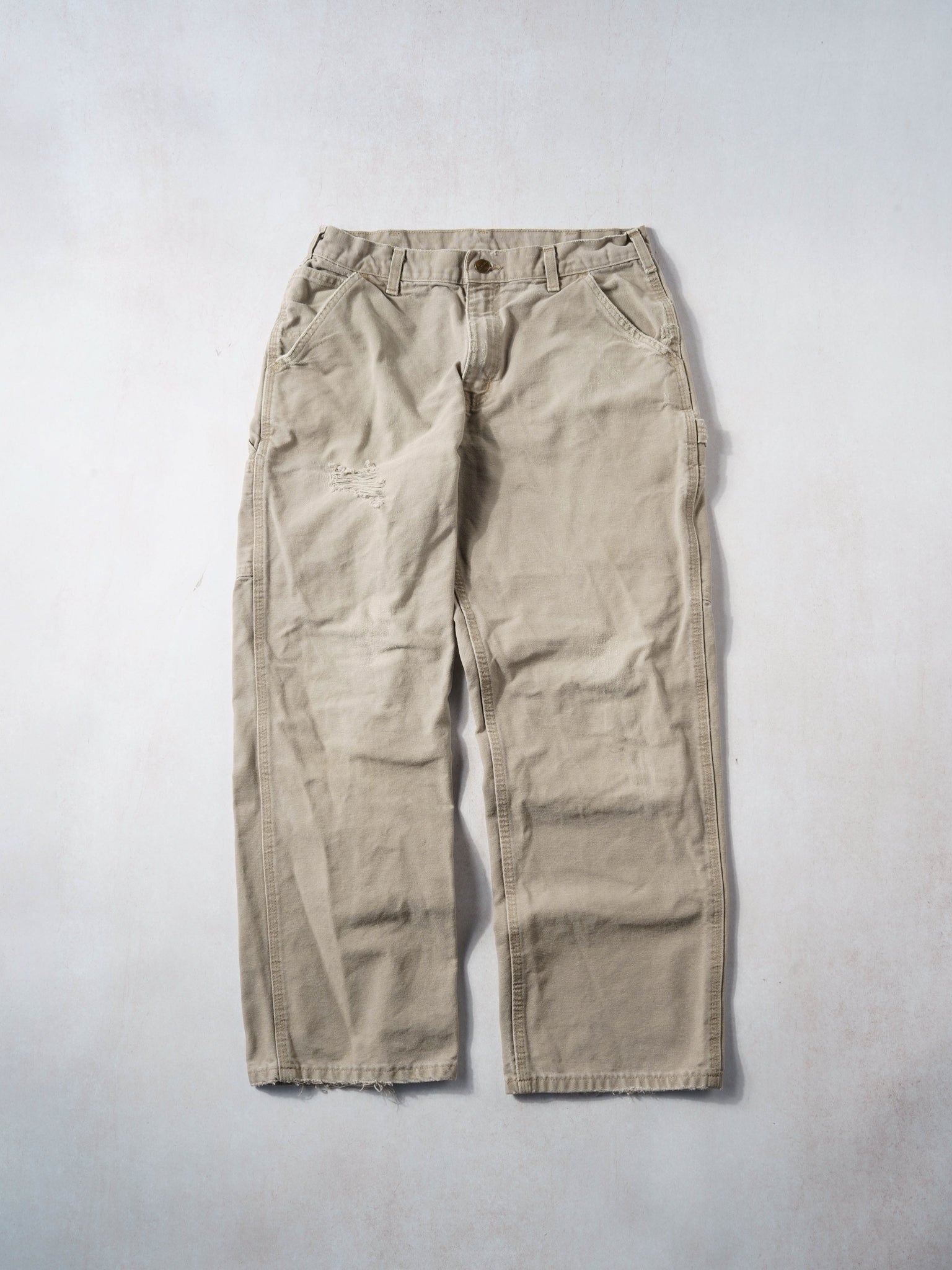 Vintage 90s Beige Carhartt Dungeree Fit Carpenter Pants (32x28)