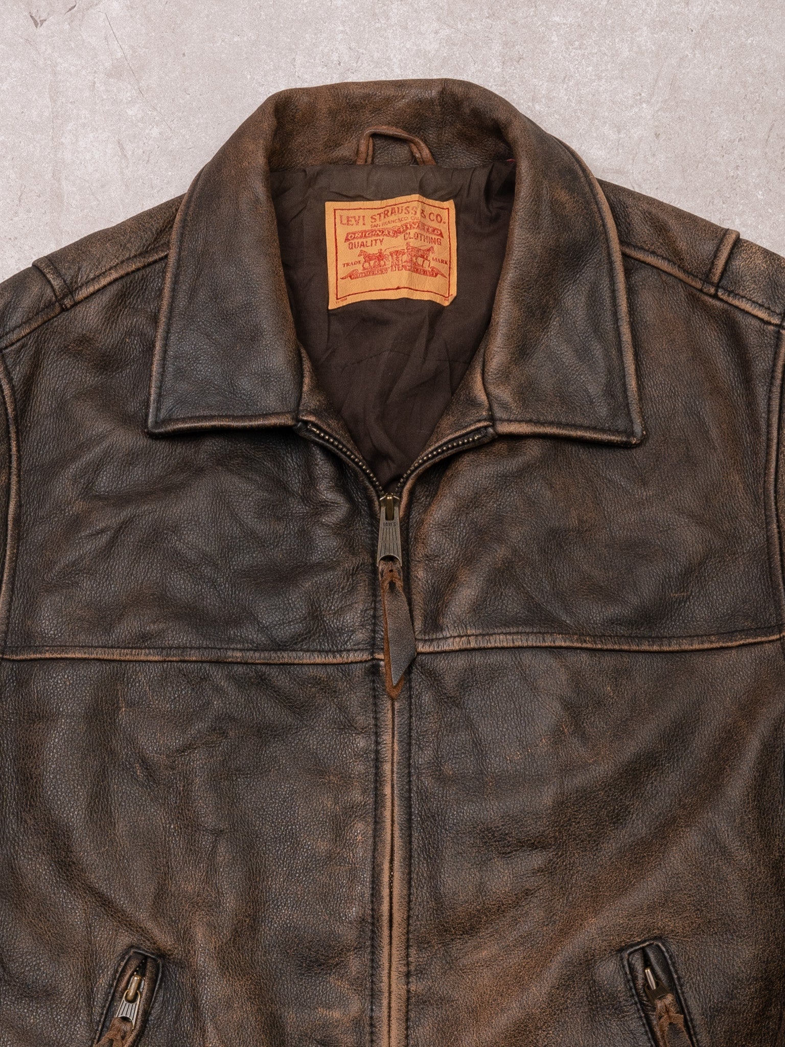 Vintage Faded Brown Levi Leather Jacket (M)