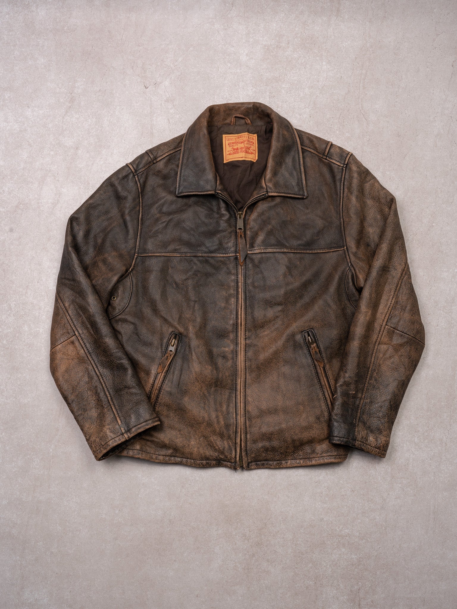 Vintage Faded Brown Levi Leather Jacket (M)