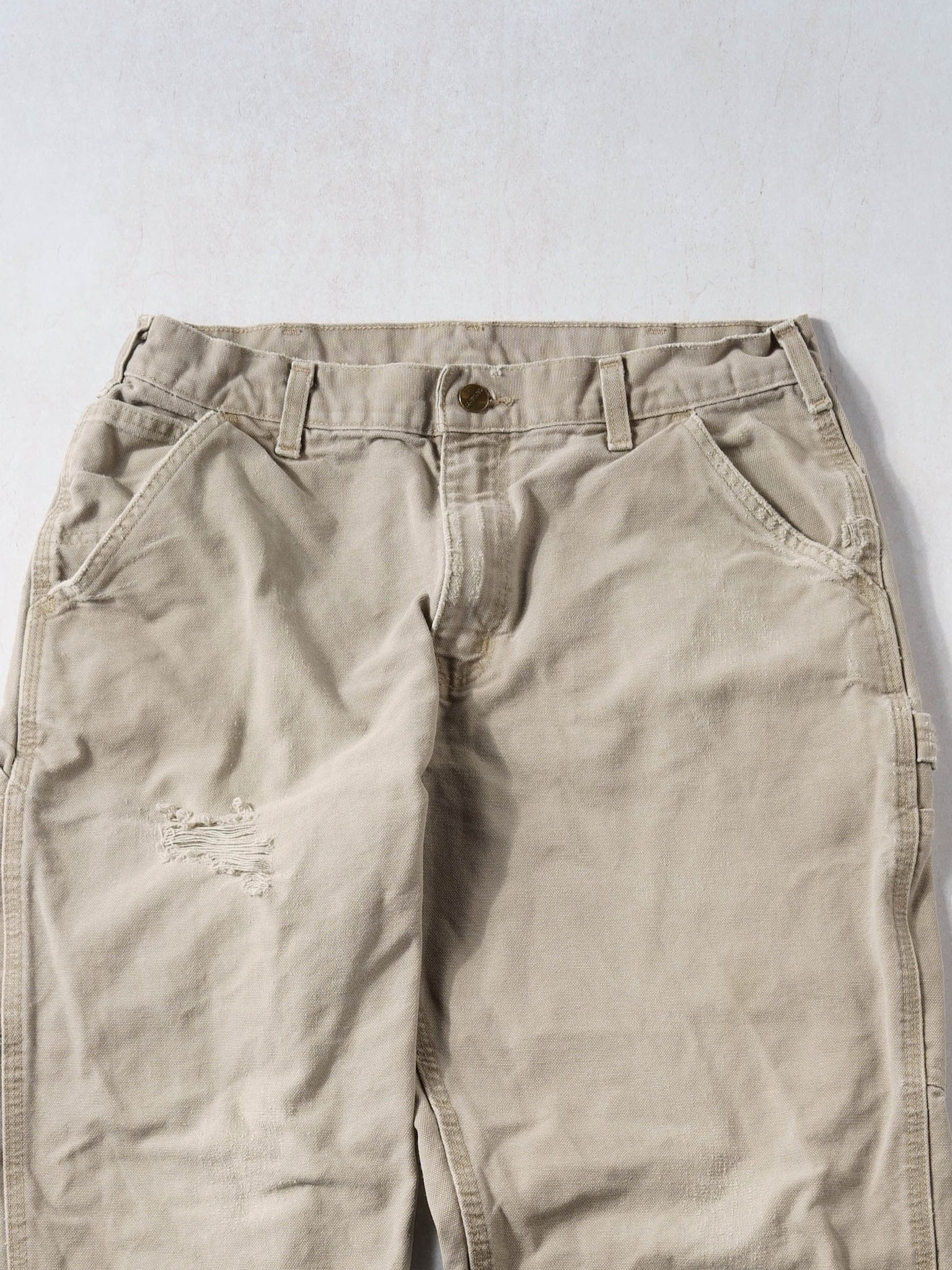Vintage 90s Beige Carhartt Dungeree Fit Carpenter Pants (32x28)