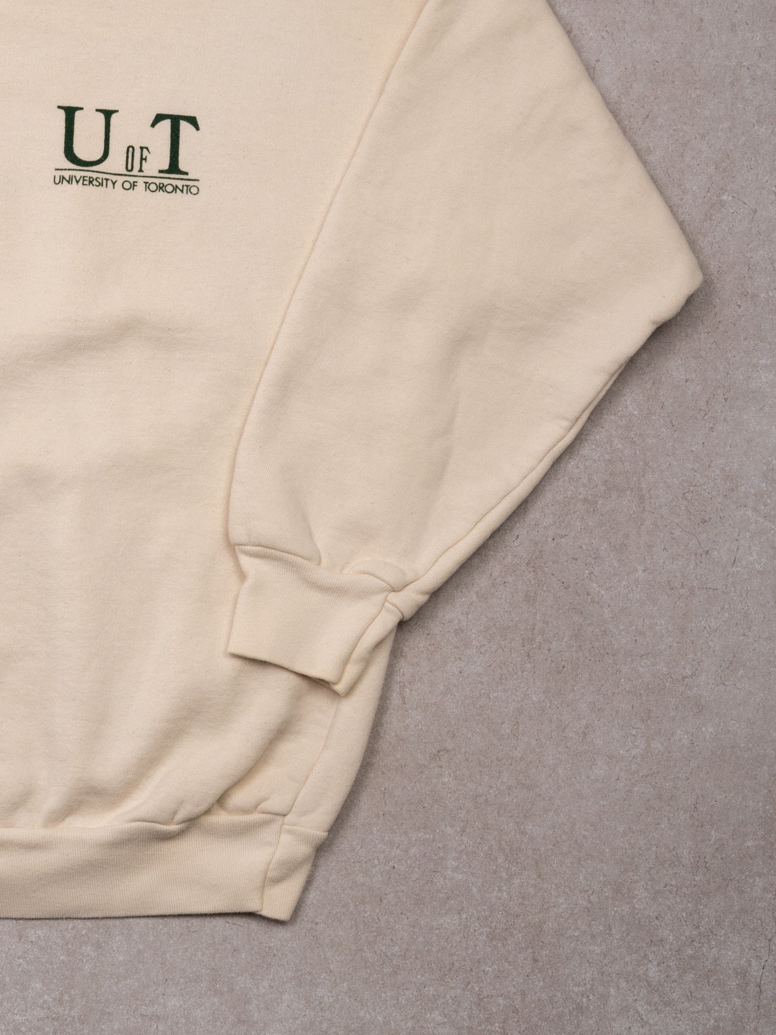 Vintage 90s Cream + Green UofT Crewneck (M)