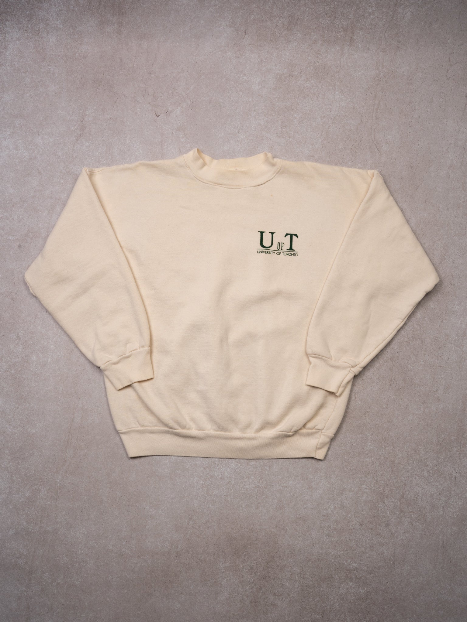 Vintage 90s Cream + Green UofT Crewneck (M)