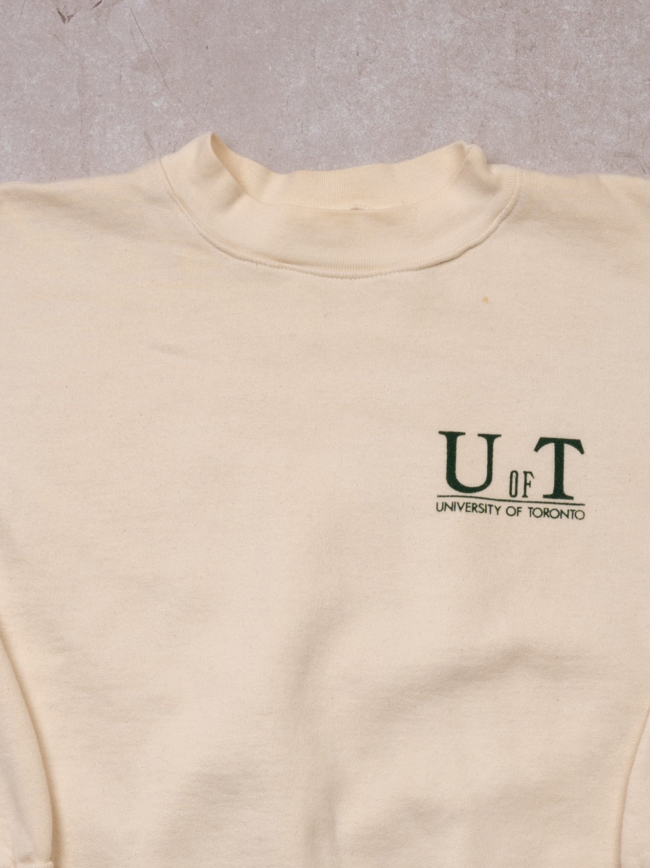 Vintage 90s Cream + Green UofT Crewneck (M)