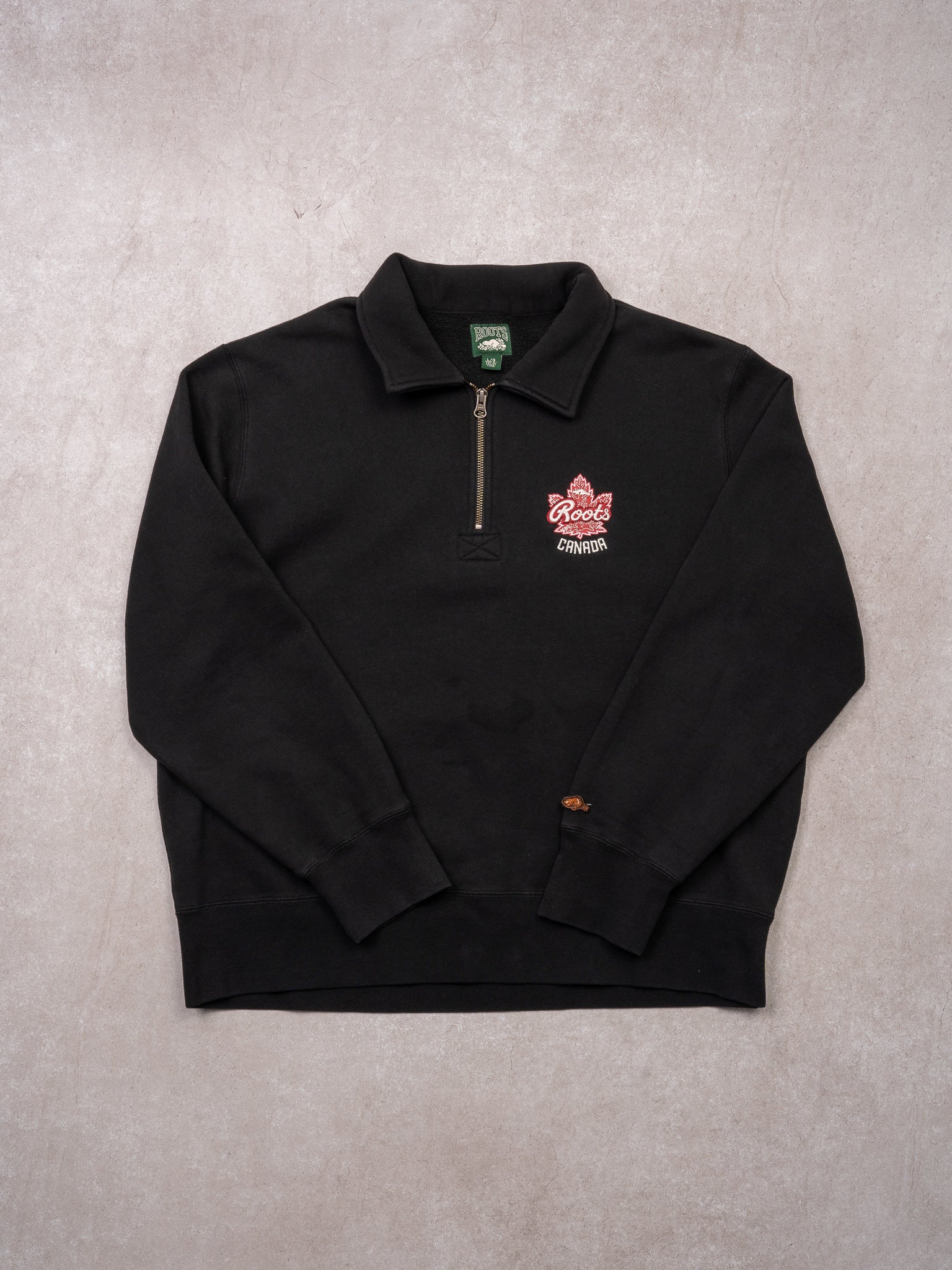Vintage Black Roots Canada 1/4 Zip Sweater (L)