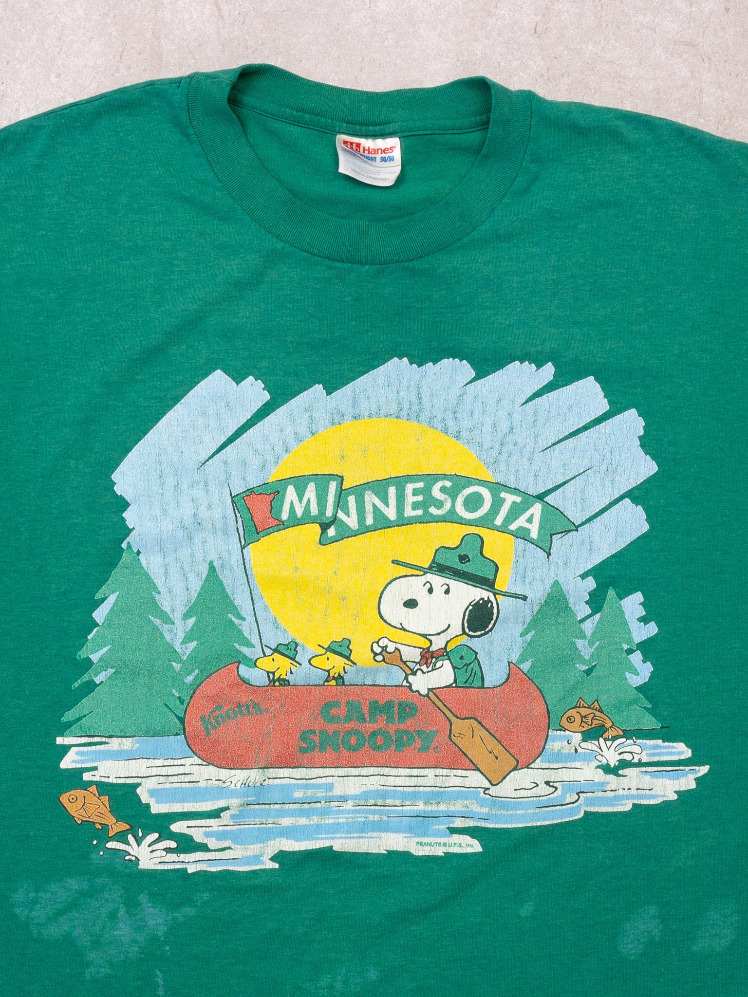 Vintage Green Minnesota Snoopy Canoe Tee (L)