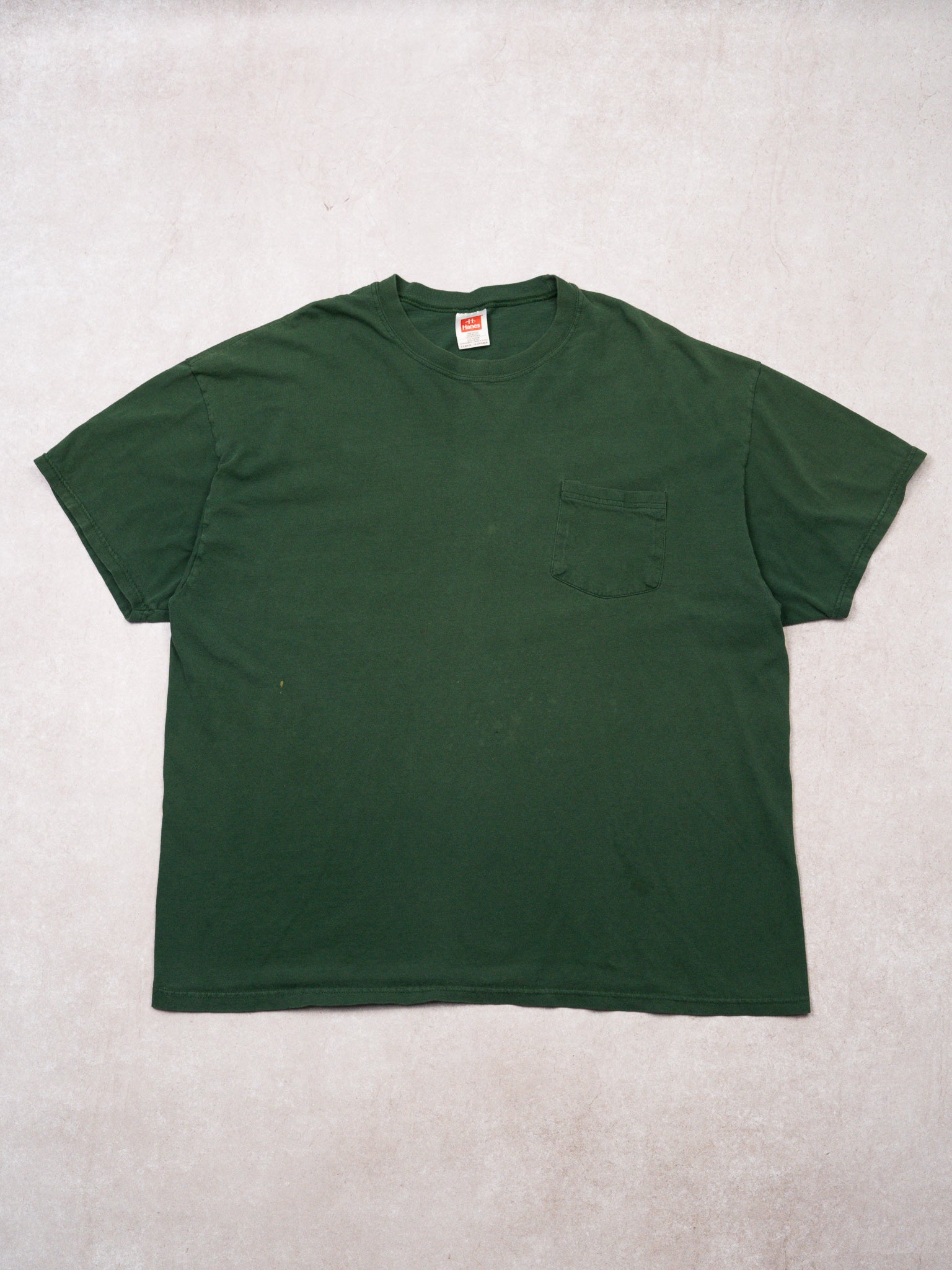 Vintage 90s Green Blank Hanes Pocket Tee (L)