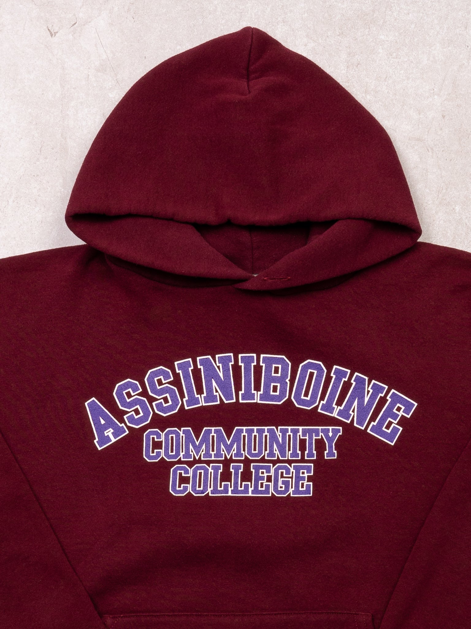 Vintage Maroon Assiniboine Community College Russell Athletics Hoodie (S)