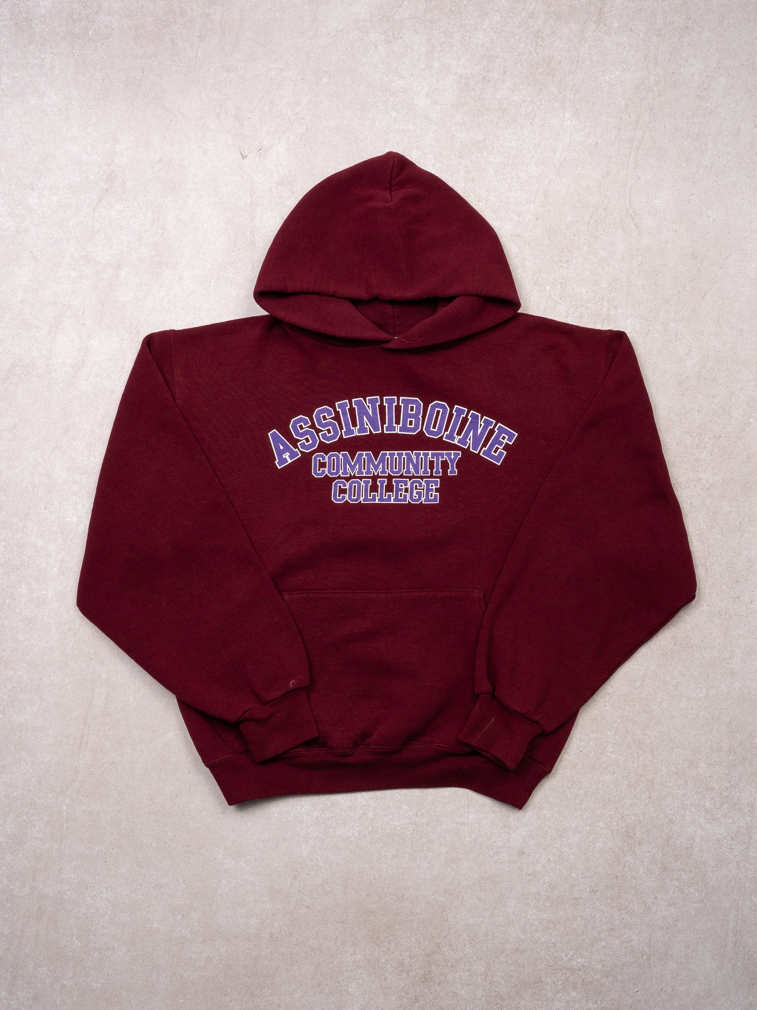 Vintage Maroon Assiniboine Community College Russell Athletics Hoodie (S)