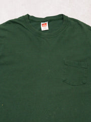 Vintage 90s Green Blank Hanes Pocket Tee (L)