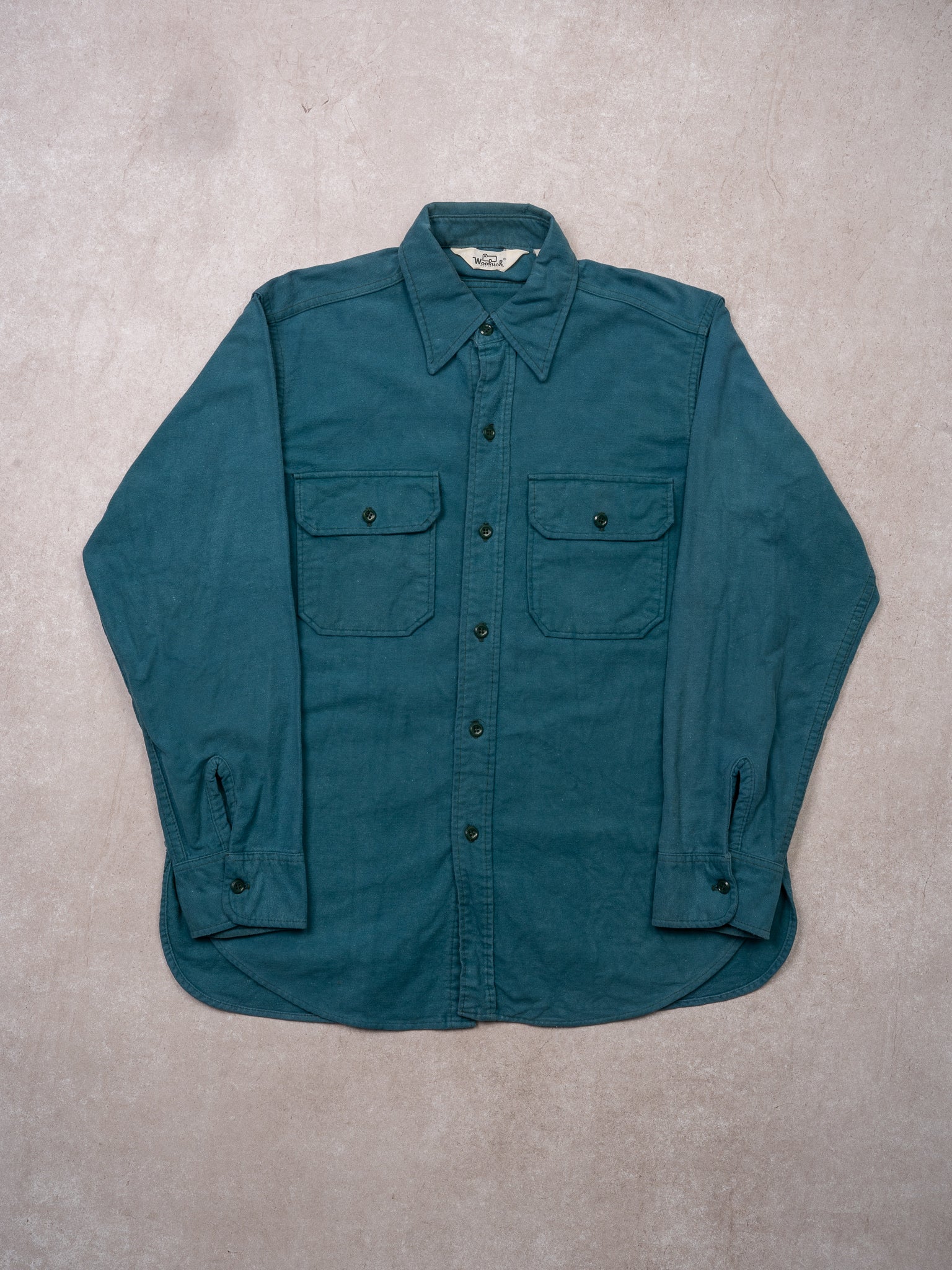 Vintage 70s Teal Woolrich Button Up (L)