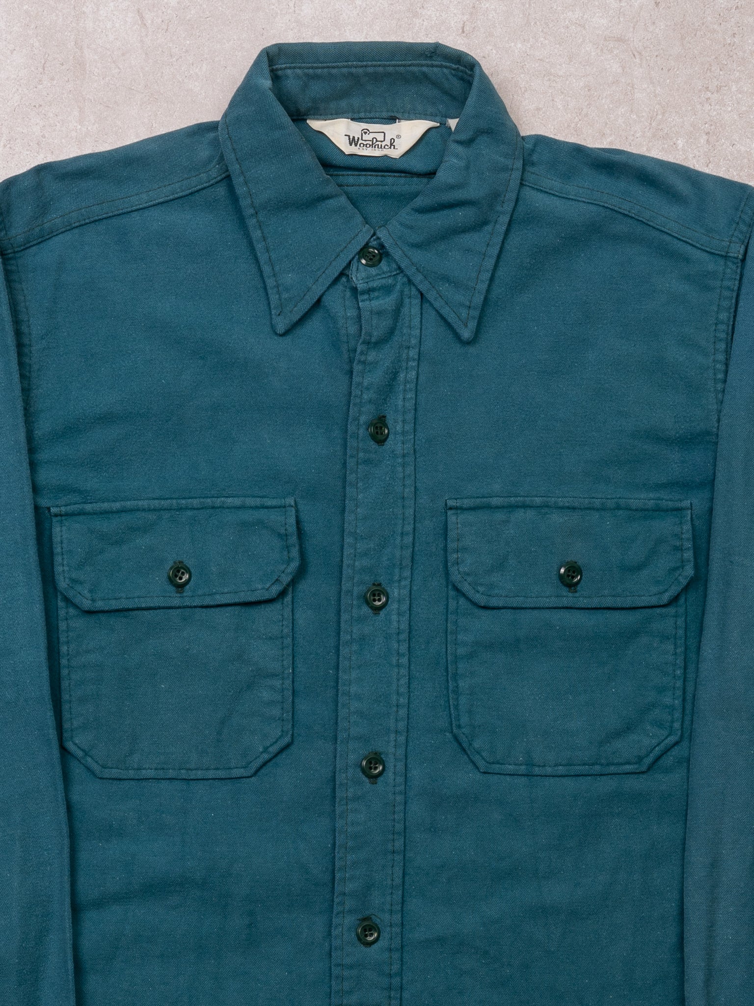 Vintage 70s Teal Woolrich Button Up (L)