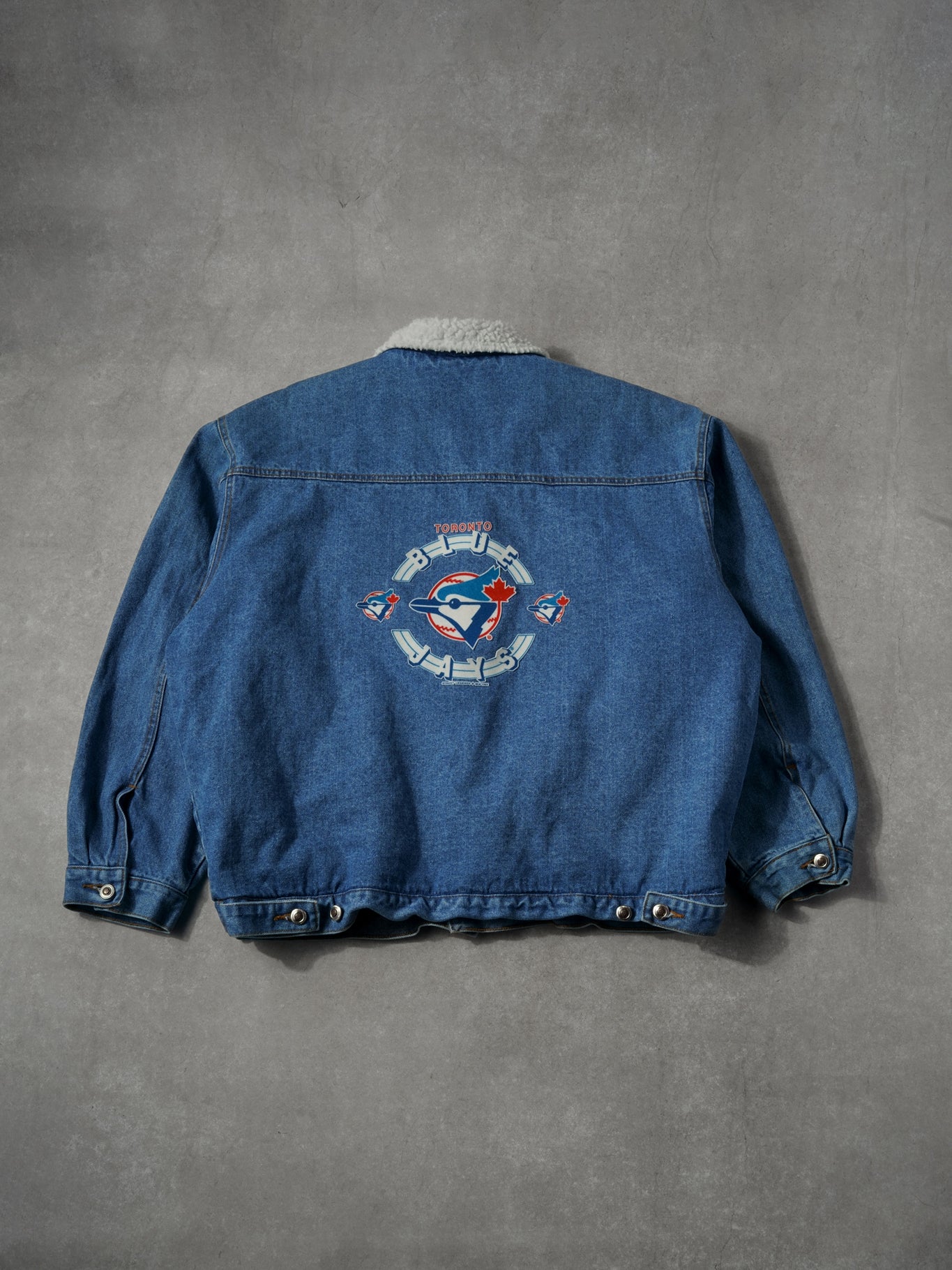Vintage 94' Blue Denim Street Legends Toronto Blue Jays Sherpa Jacket  (XL/XXL)