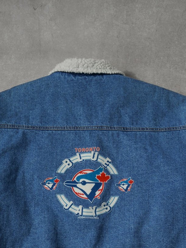 Vintage 94' Blue Denim Street Legends Toronto Blue Jays Sherpa Jacket  (XL/XXL)