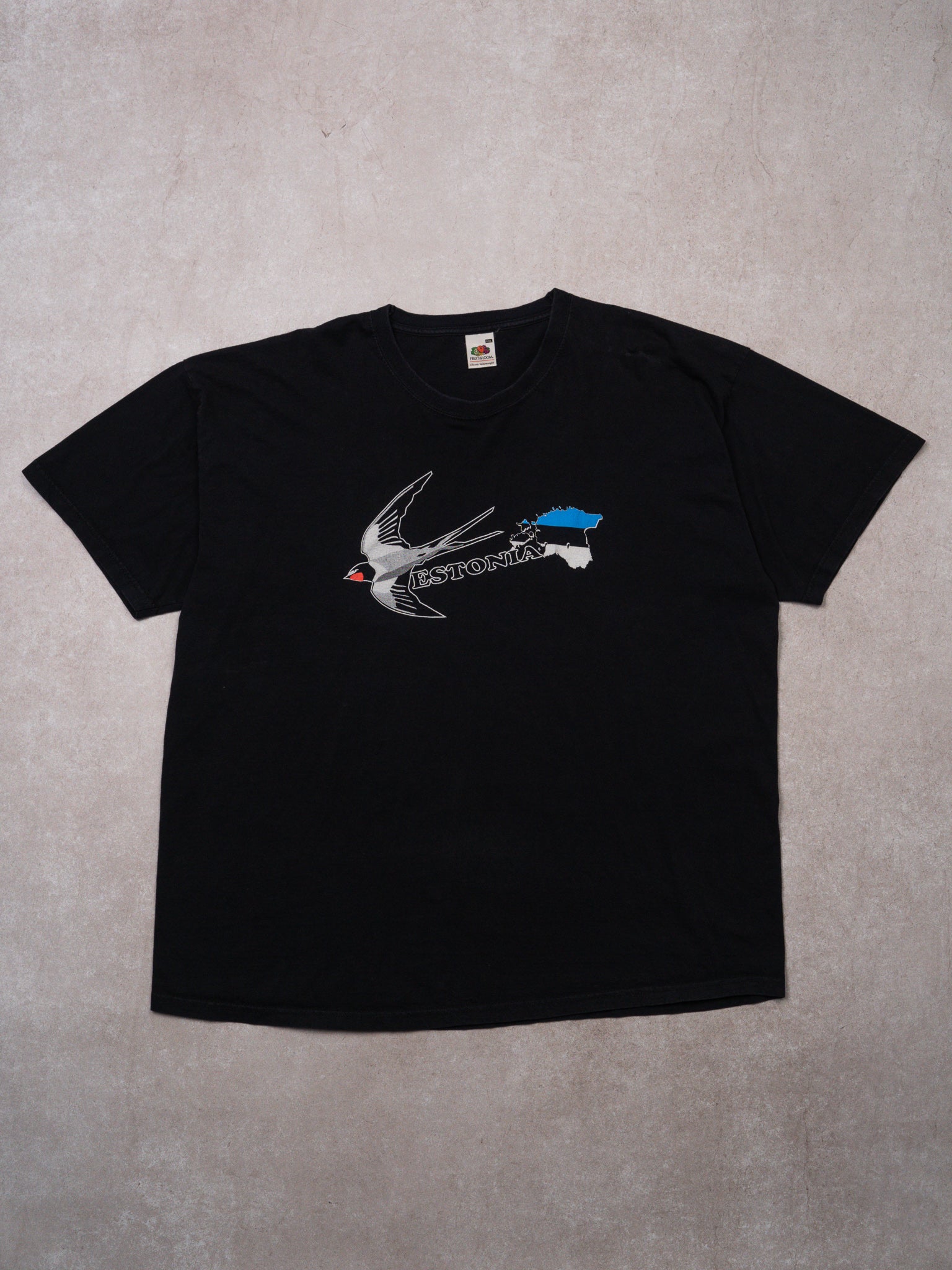 Vintage 90s Black Estonia Bird Tee (XL)