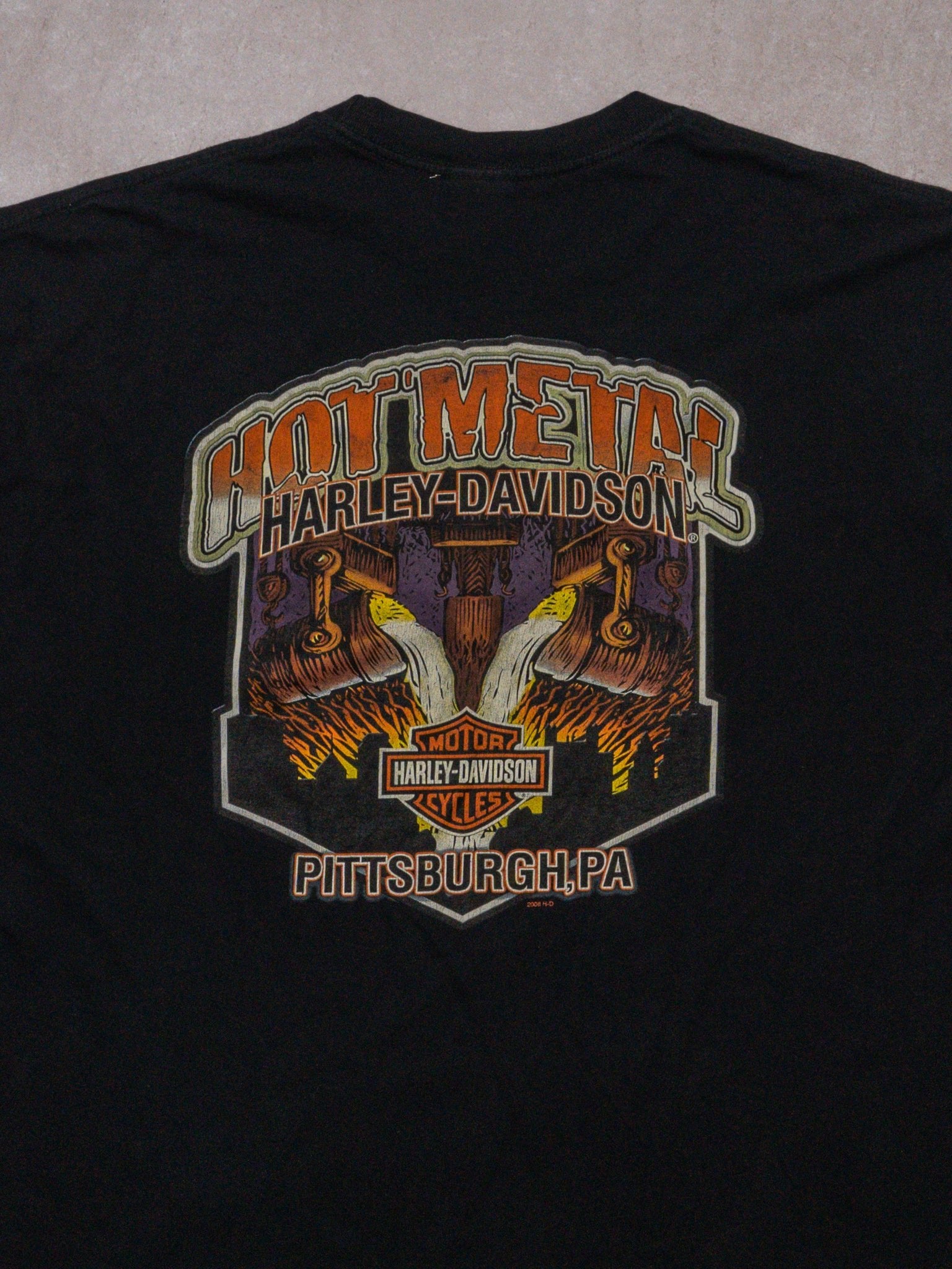 Vintage Black Harley Davidson Hot Metal Pittsburgh Tee (XL)