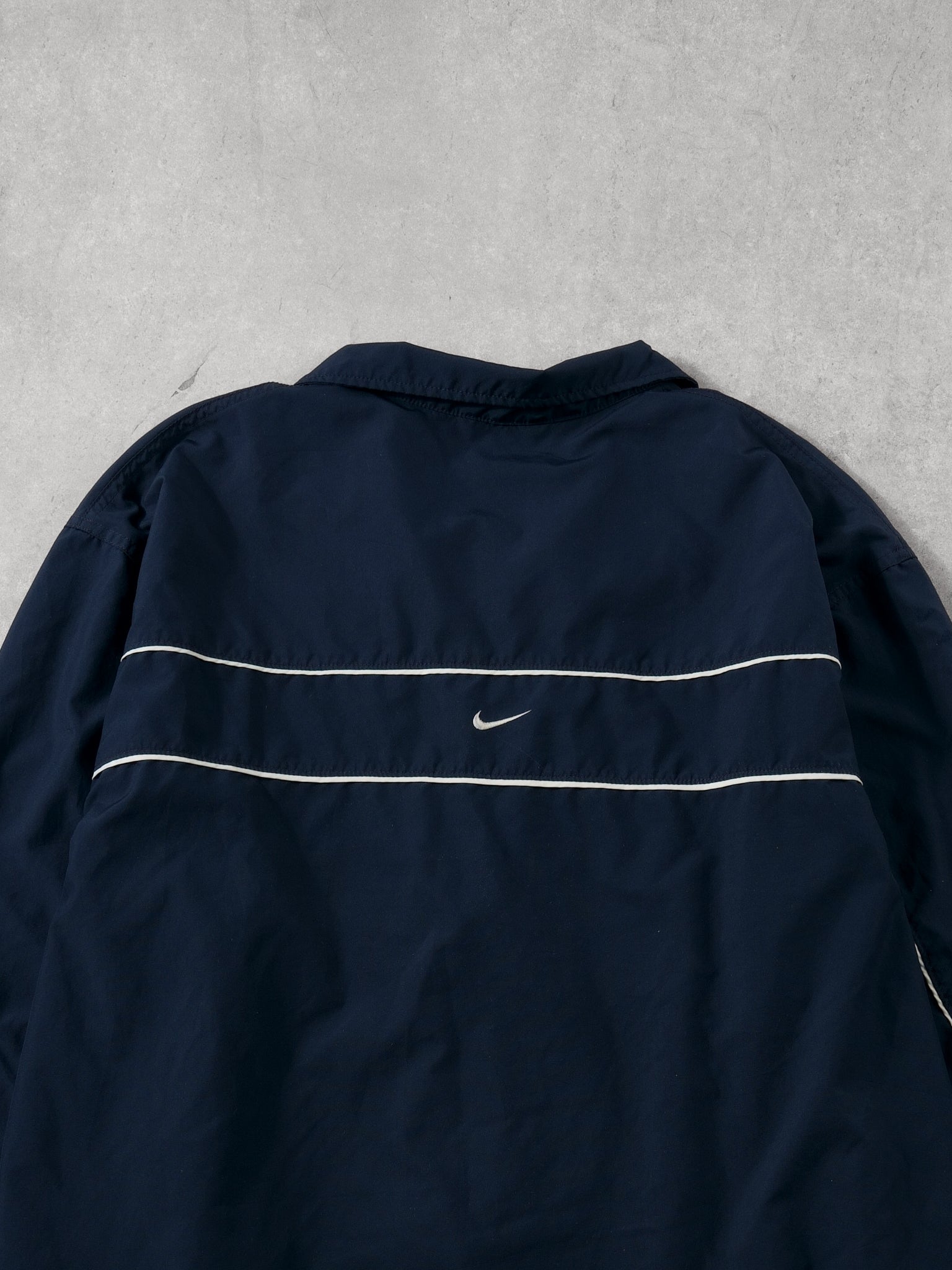 Vintage Y2k Navy Blue Nike Collared Windbreaker (XXL)