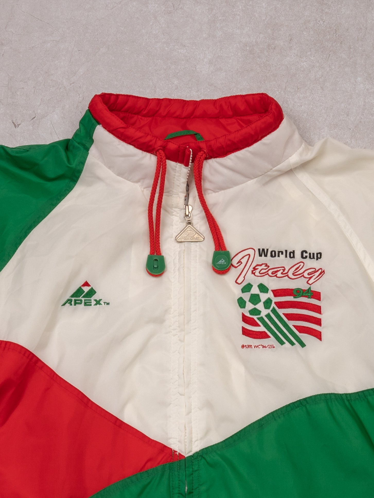 Vintage '94 White + Green + Red World Cup Italy Windbreaker (XL/XXL)