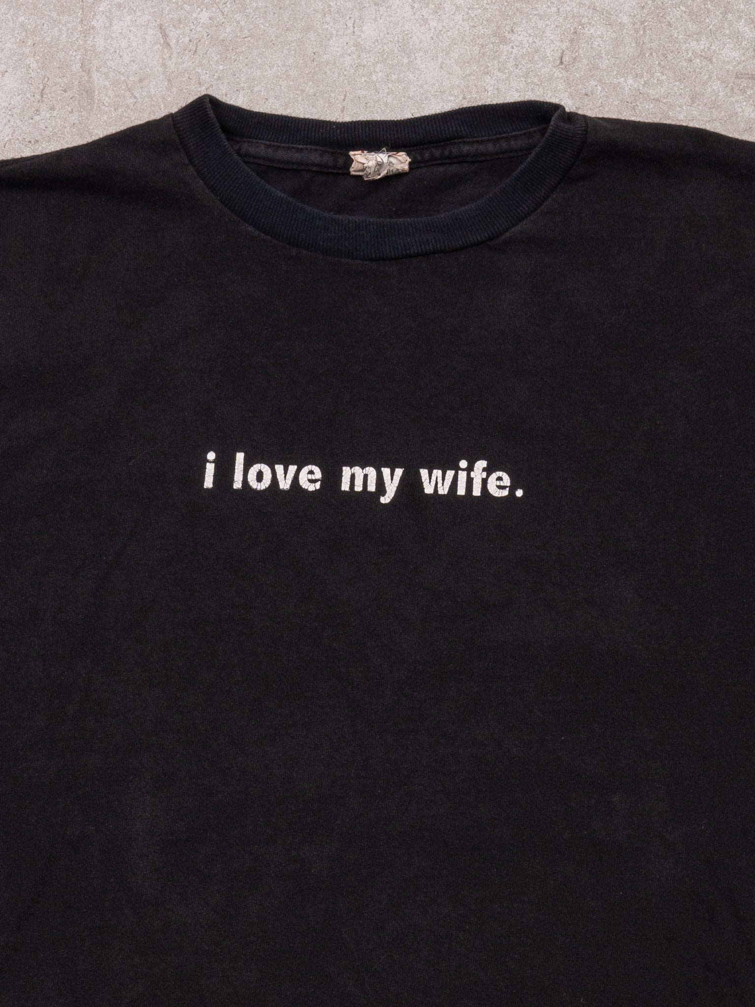 Vintage 90s Black I Love My Wife Tee (M)