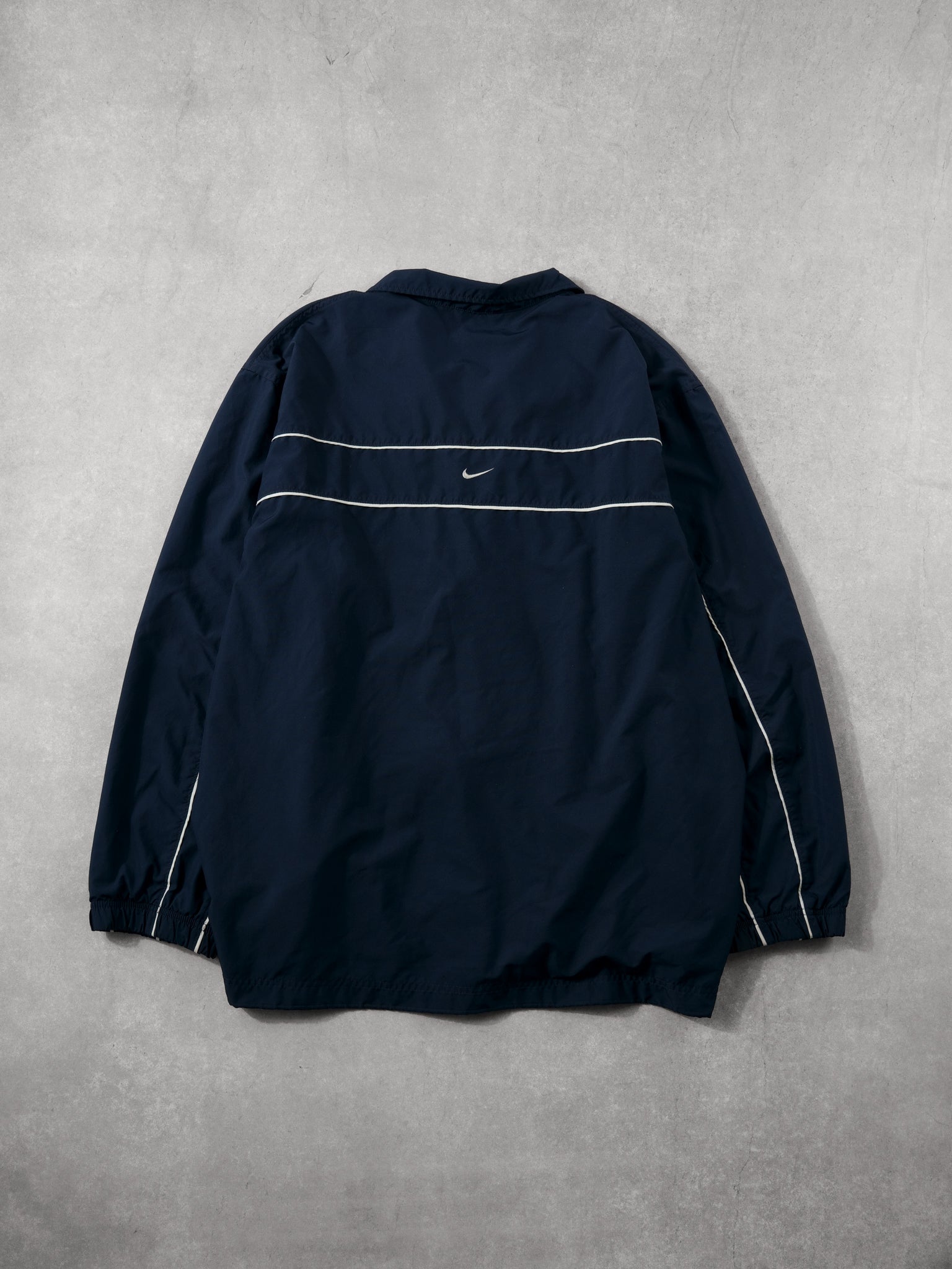 Vintage Y2k Navy Blue Nike Collared Windbreaker (XXL)