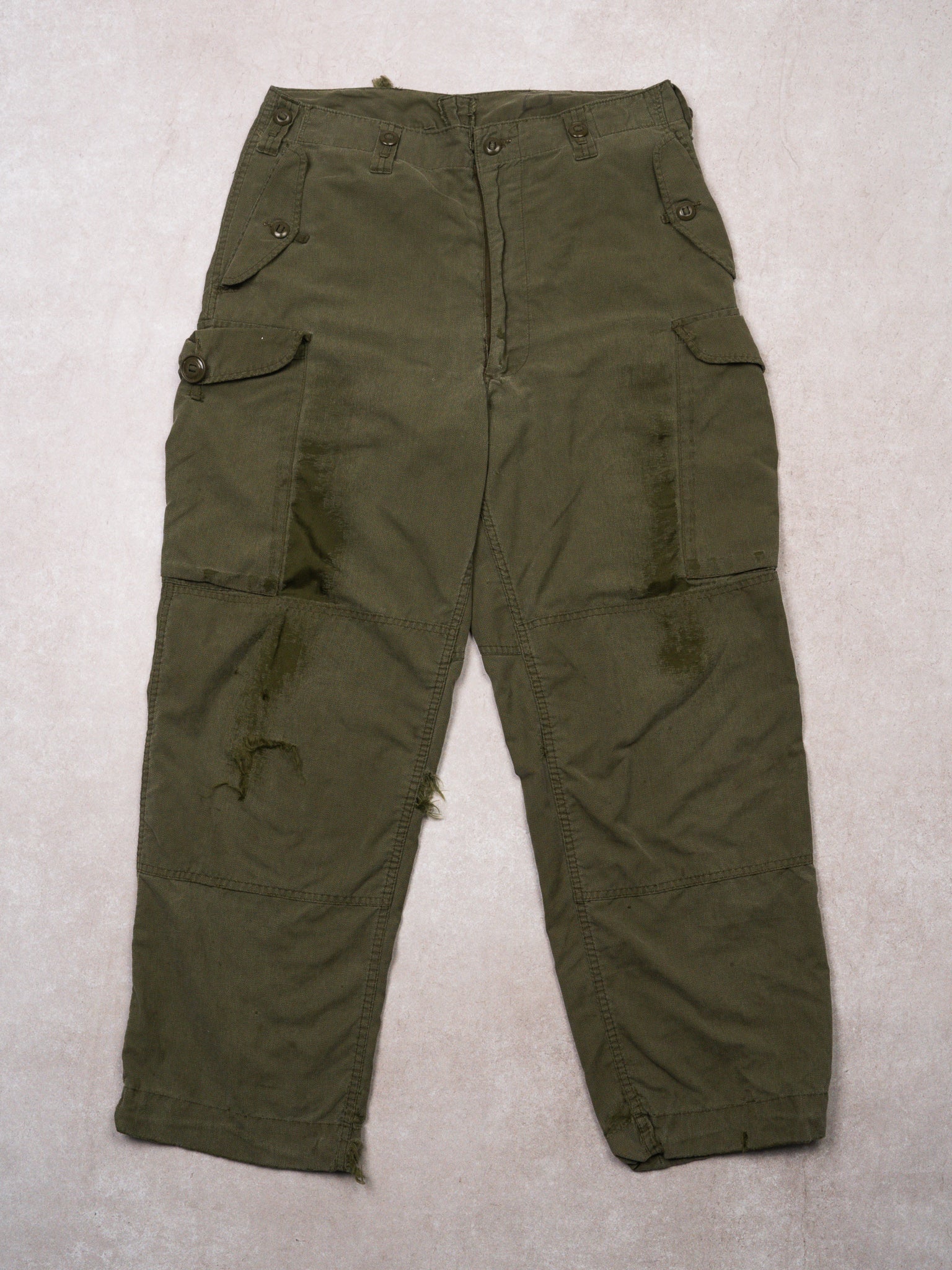 Vintage Green Rugged Army Combat Pants (36 x 30)