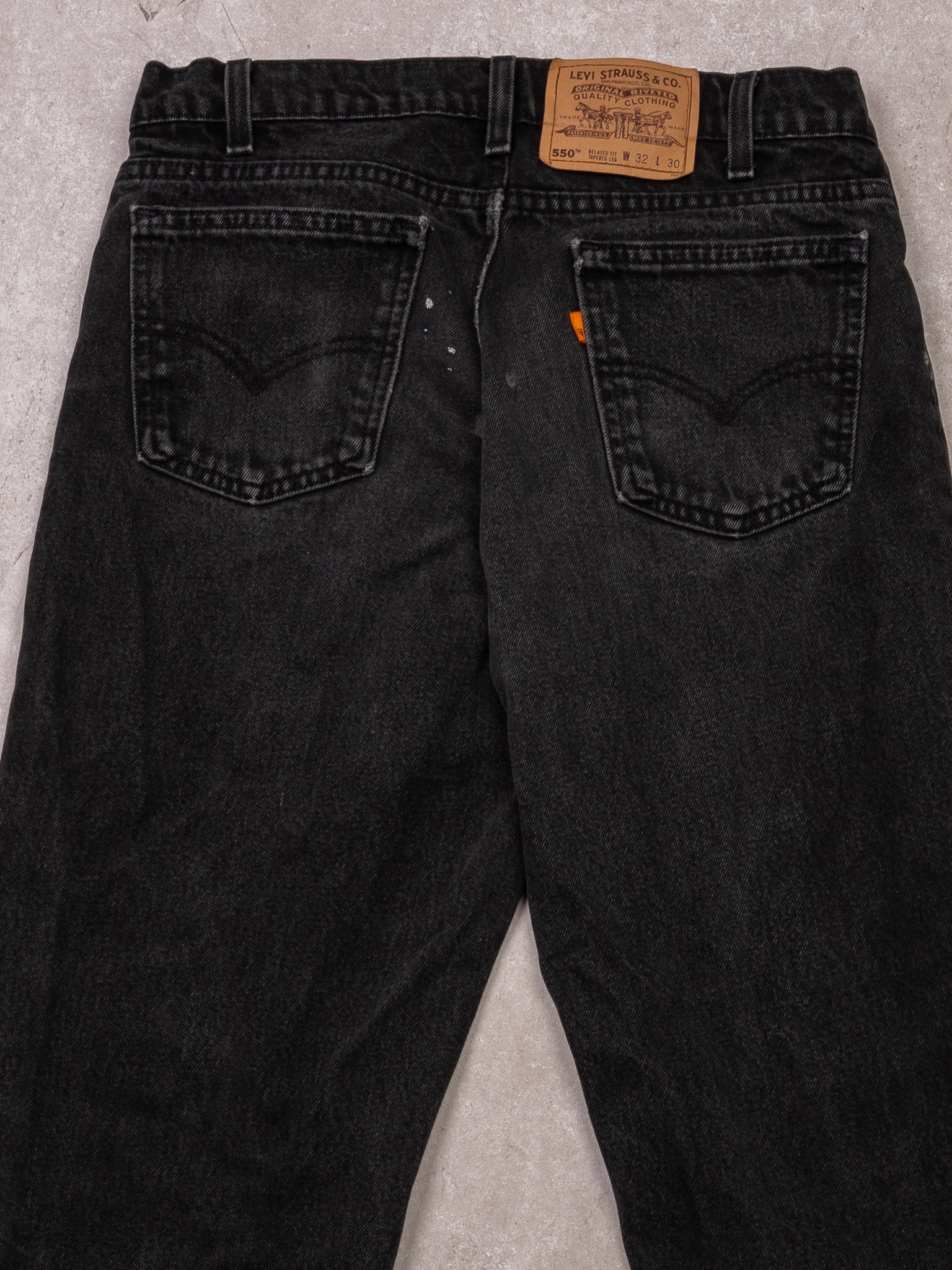 Vintage 1970s Black Levi 550 Orange Tab Jeans (30 x 30)