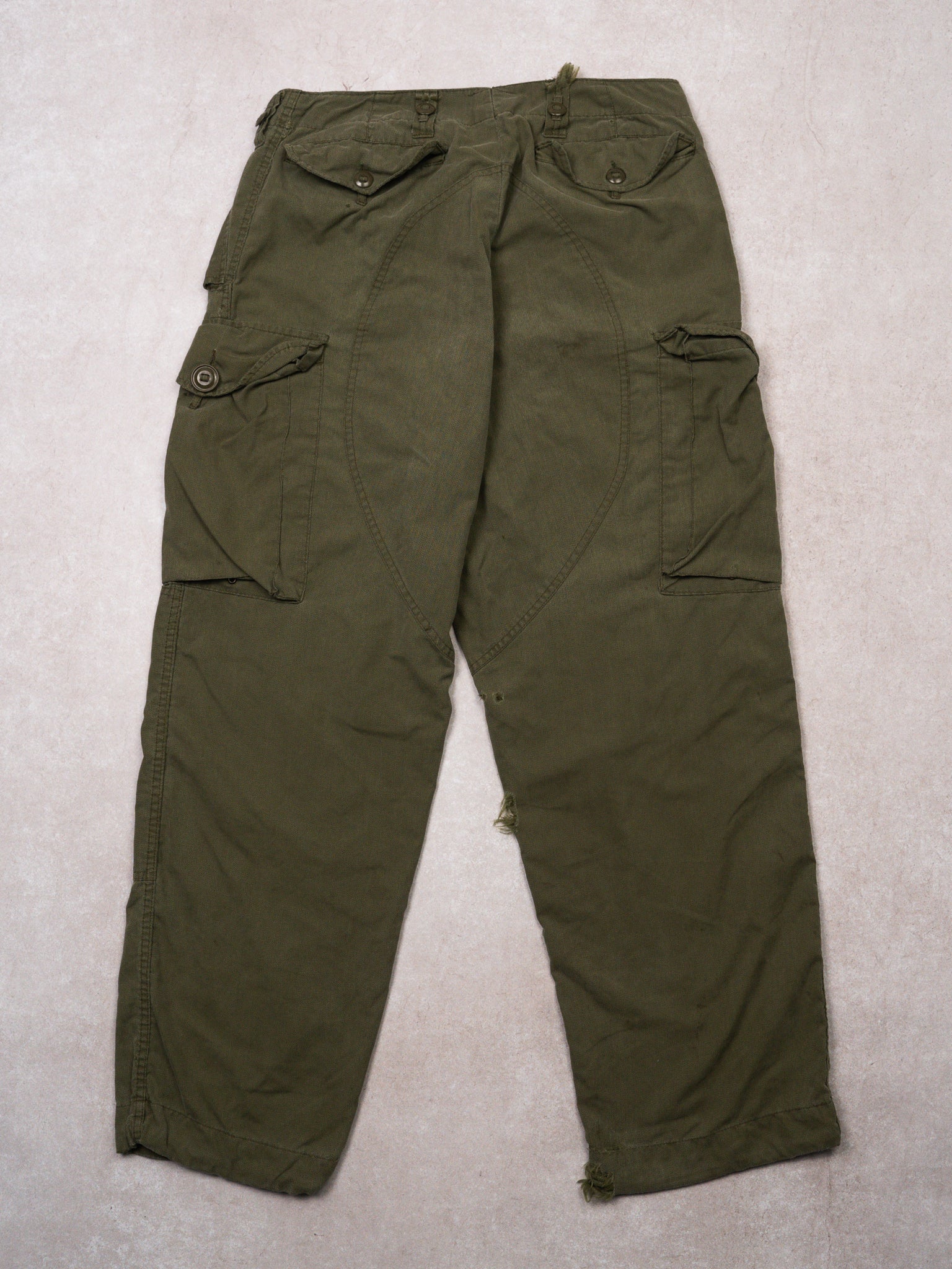 Vintage Green Rugged Army Combat Pants (36 x 30)