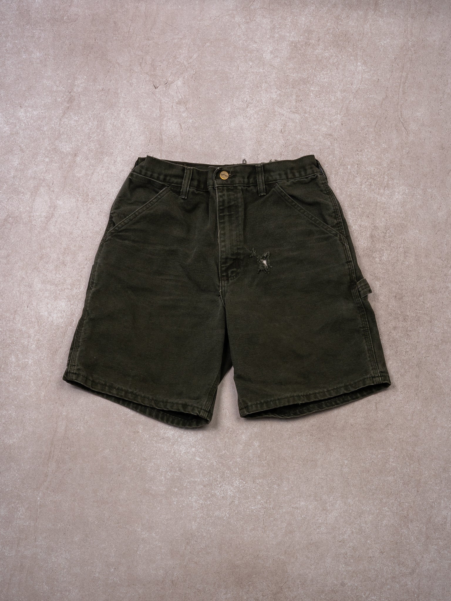 Vintage Dark Green Carhartt Rugged Cargo Shorts (28 x 9)