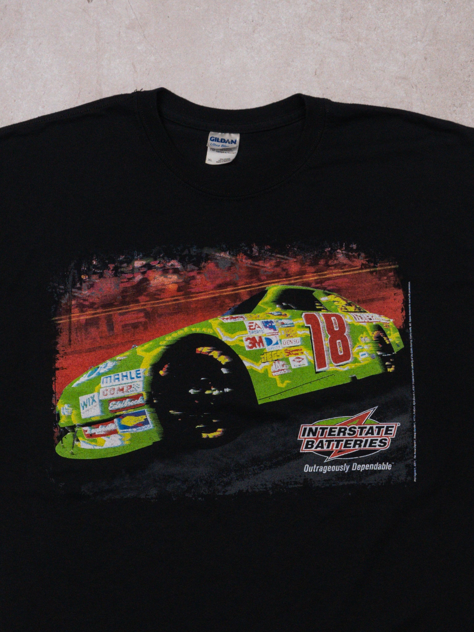 Vintage Black #18 Interstate Batteries Racing Tee (L)
