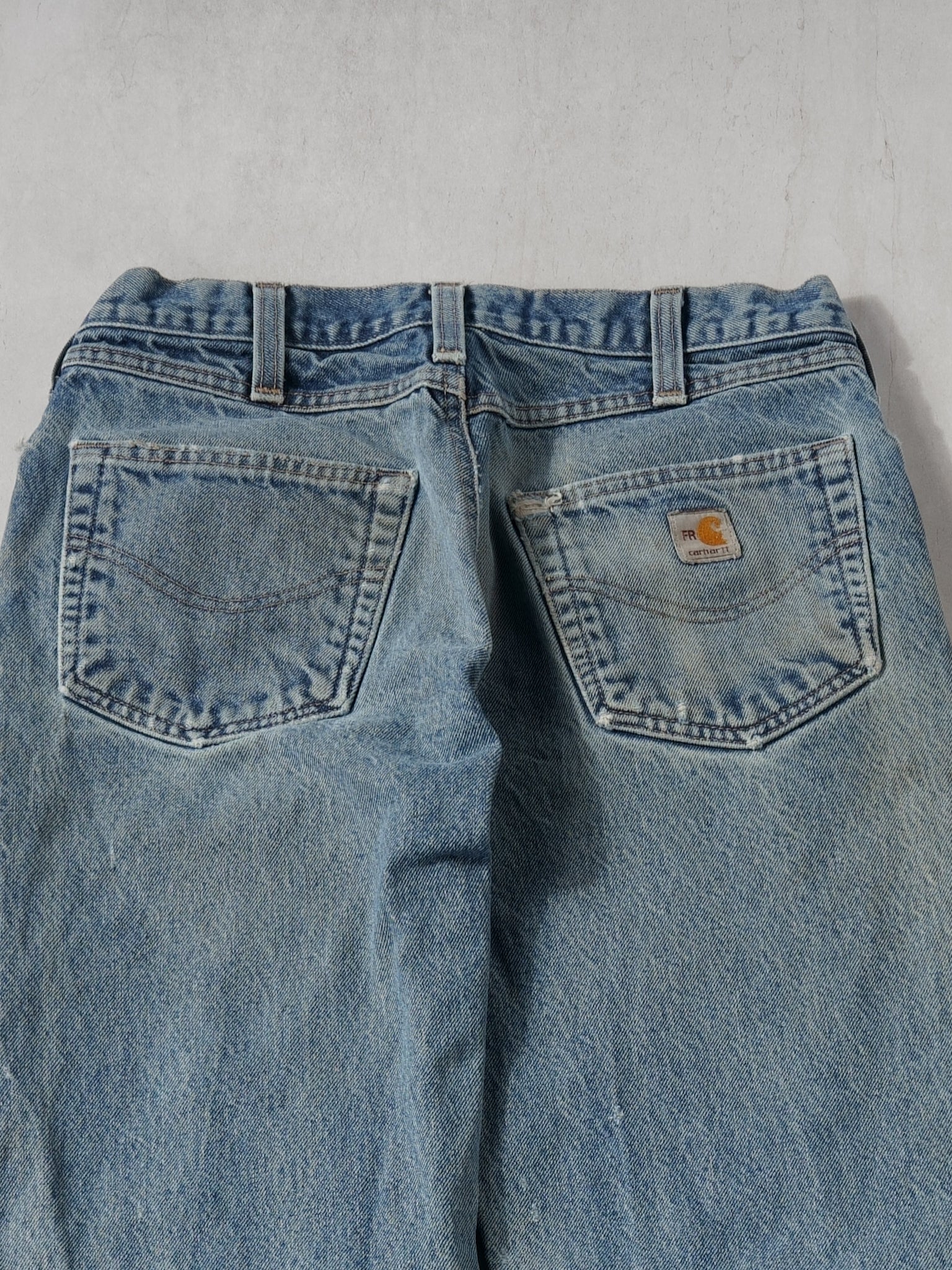Vintage 90s Washed Blue Carhartt Relax Fit Carpenter Denim Jeans (32x32)