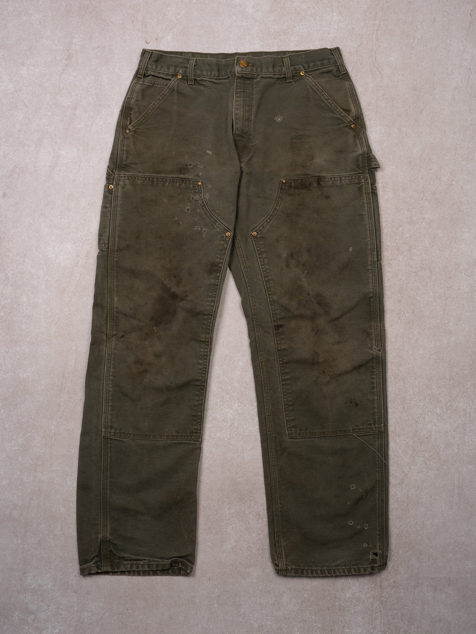Vintage 90s Green Carhartt Rugged Double Knee Cargo Pants (34 x 31)