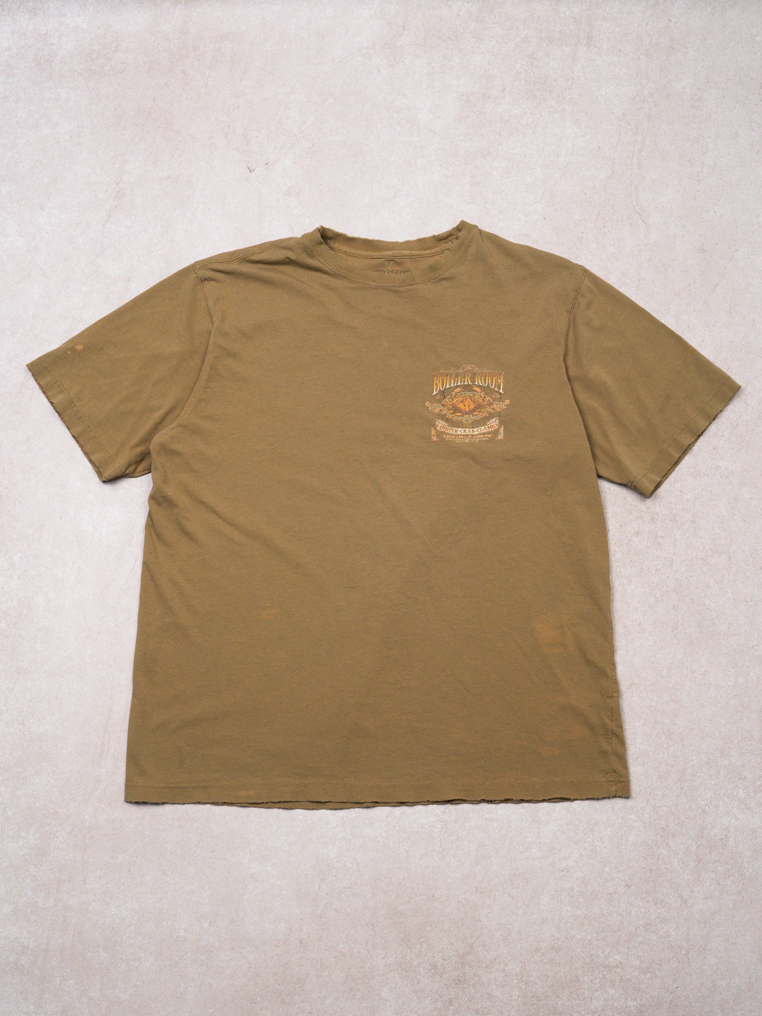 Vintage Khaki Faded Boiler Room Boston Tee (M/L)