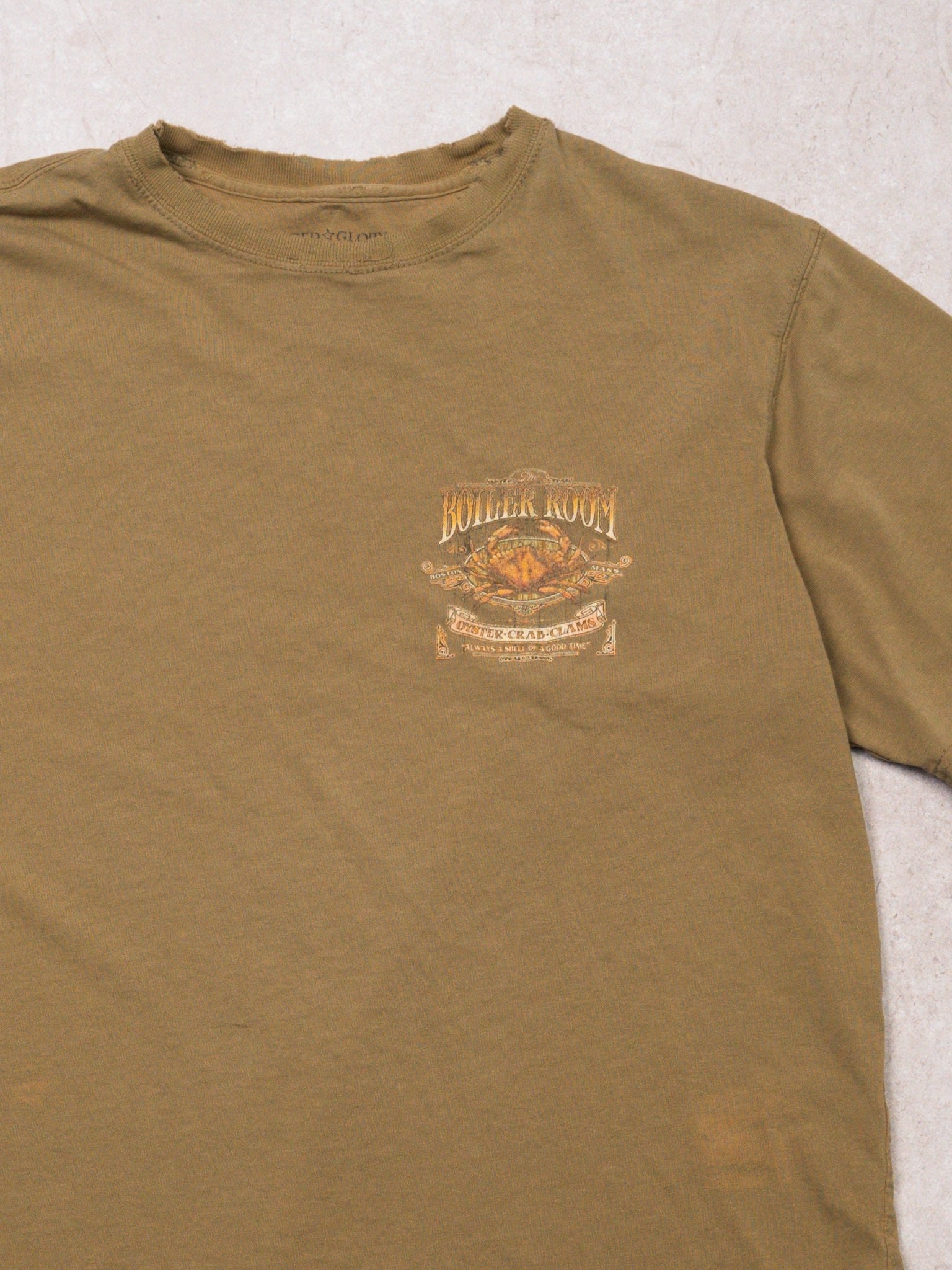 Vintage Khaki Faded Boiler Room Boston Tee (M/L)