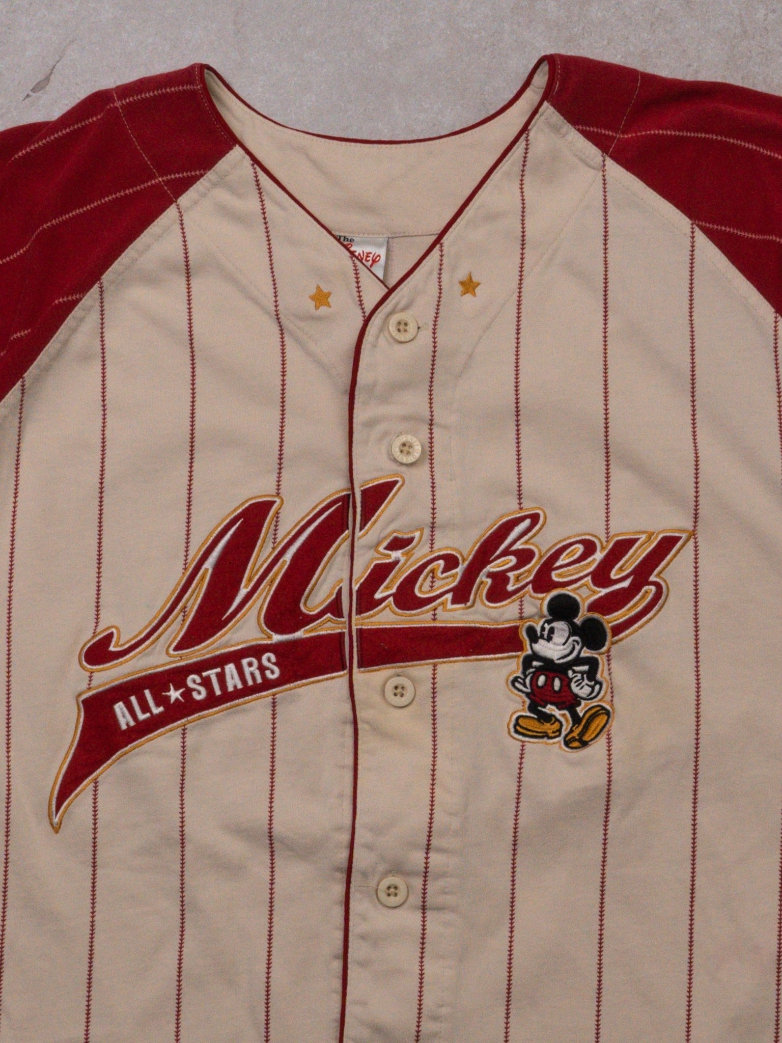 Vintage Red + Cream Mickey All Starts Baseball Jersey (L)